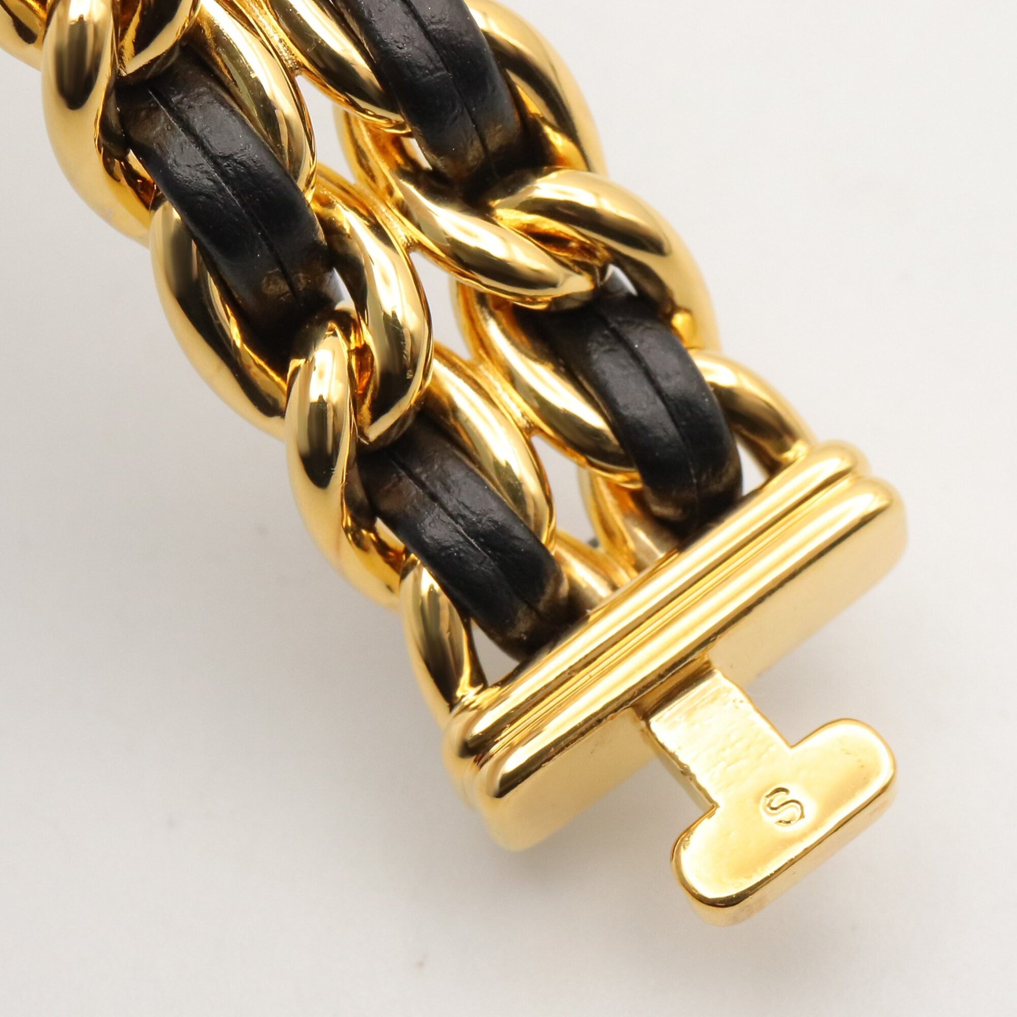 Chanel CHANEL Première S Watch, Gold Plated (GP), Leather Strap, Women's, Black, H0001 — Very Good