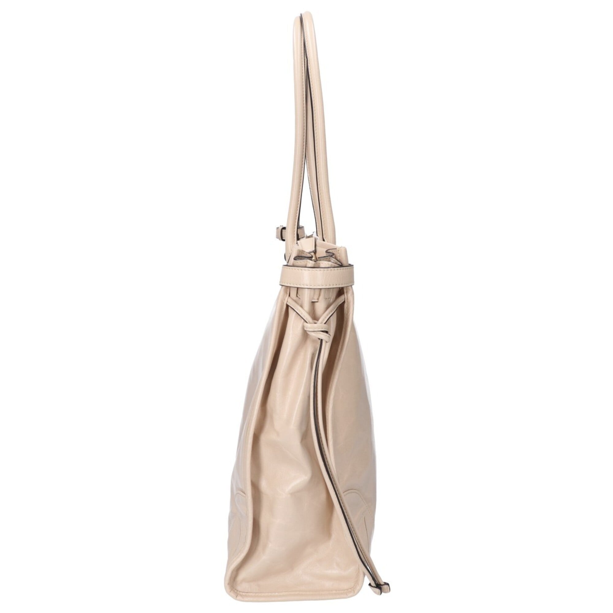 PRADA 1BA439 Bonnie Extra Large Nappa Leather Handbag with Strap - Travertine Women's — Like New
