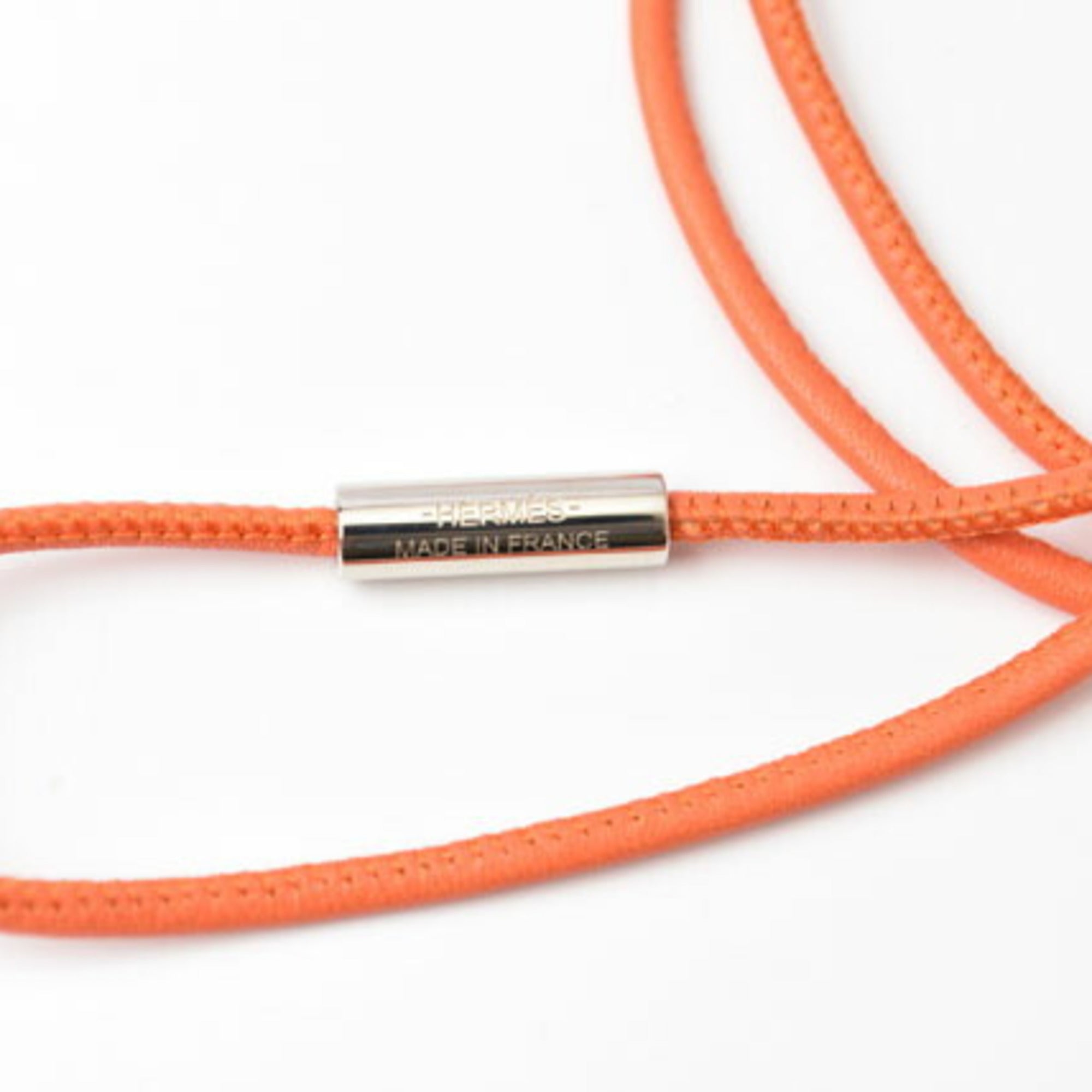 Hermes Necklace Pendant HERMES Choker Tattersall TATERSALE GM Orange Multi Rose — Like New
