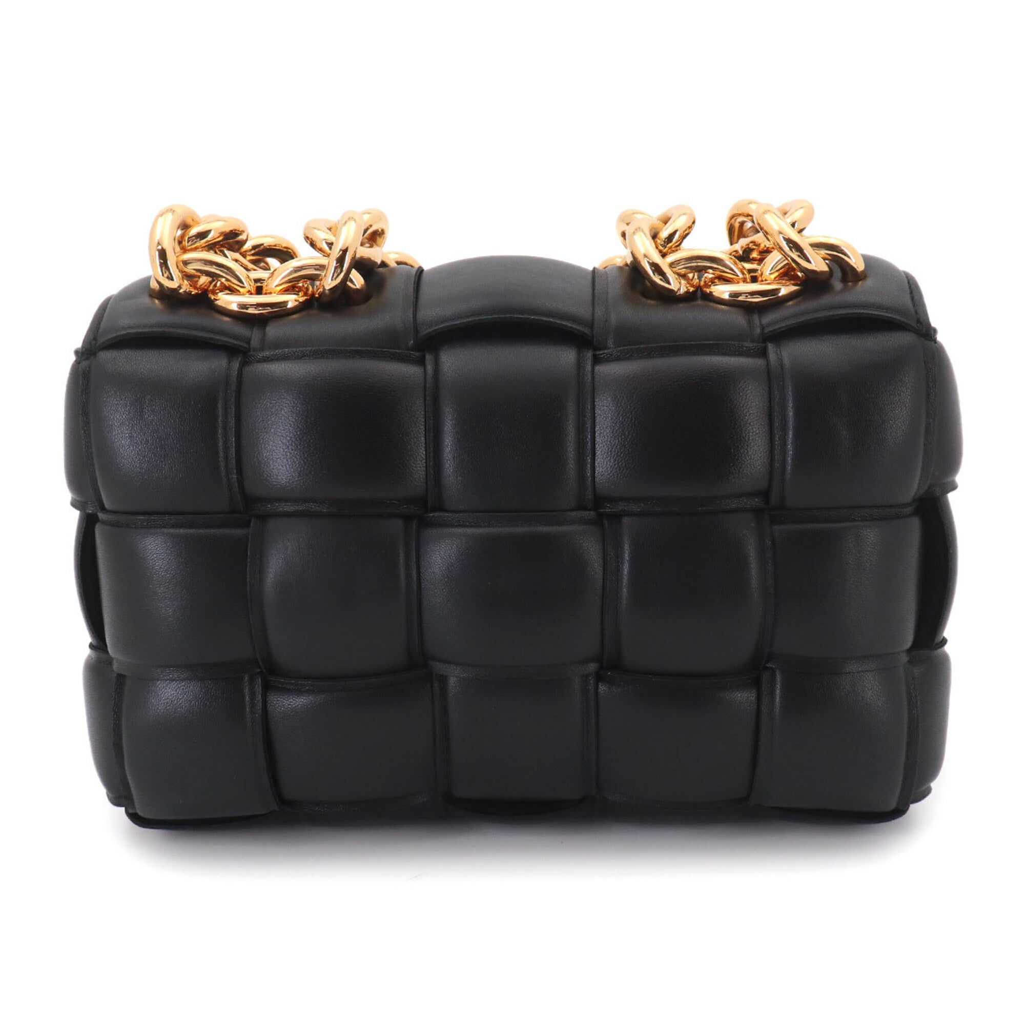 Bottega Veneta Intrecciato Chain Cassette 2-way Hand/Shoulder Handbag Leather Black 631421 — New - Store Return