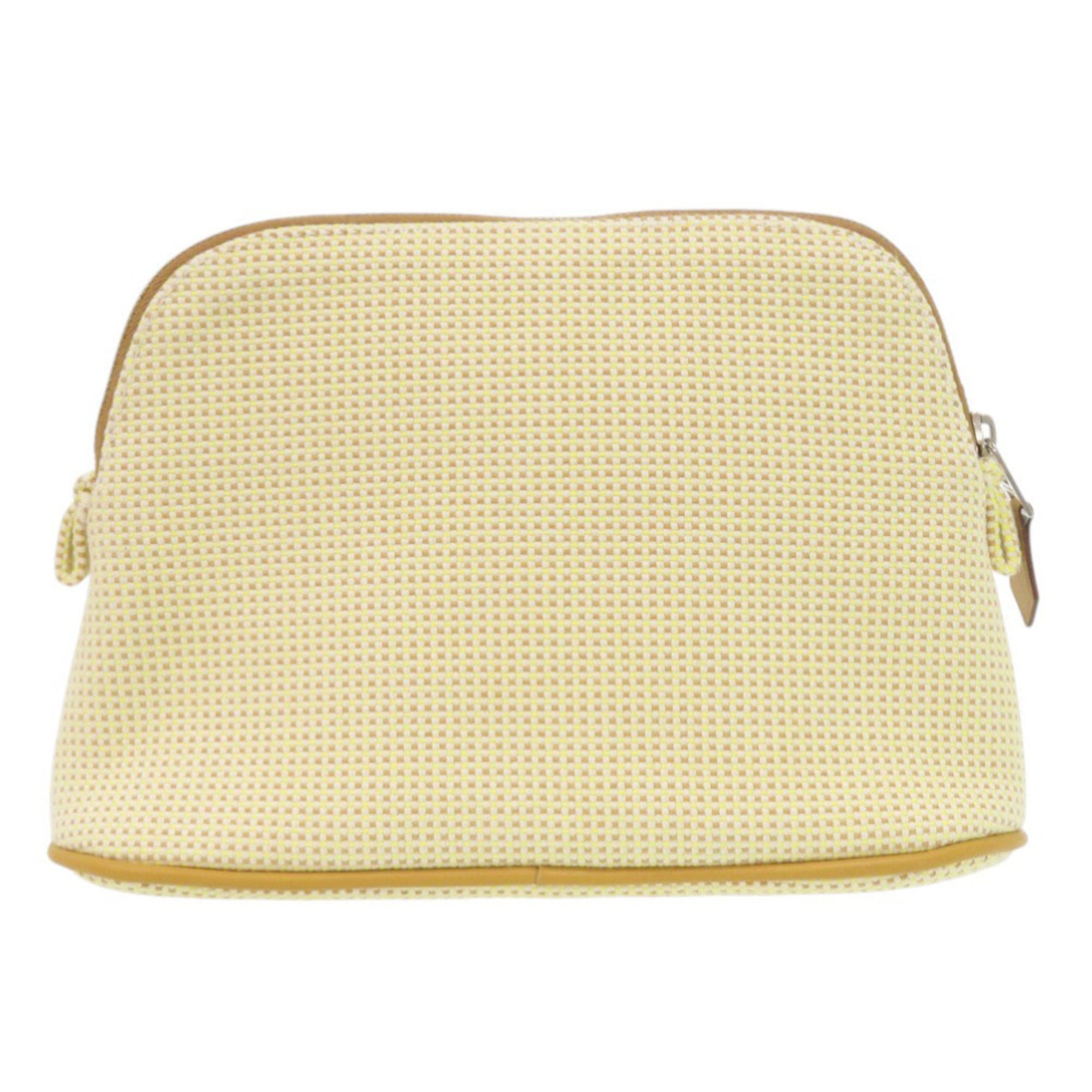 Like new Hermès Bolide Pouch 20 PM Crazy H Cotton Citron Ochre with Silver Hardware Bag 1436HERMES — Like New