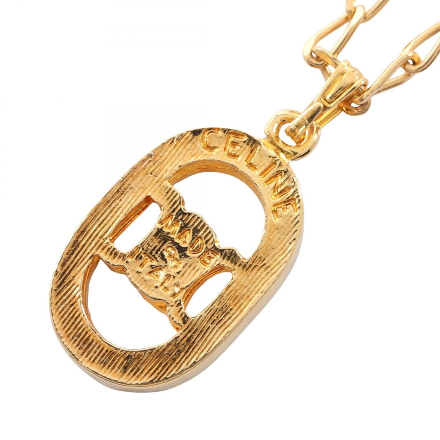 Celine Triomphe Necklace, Gold Plated (GP), Rhinestone, Women's, Tone, Clear Tone