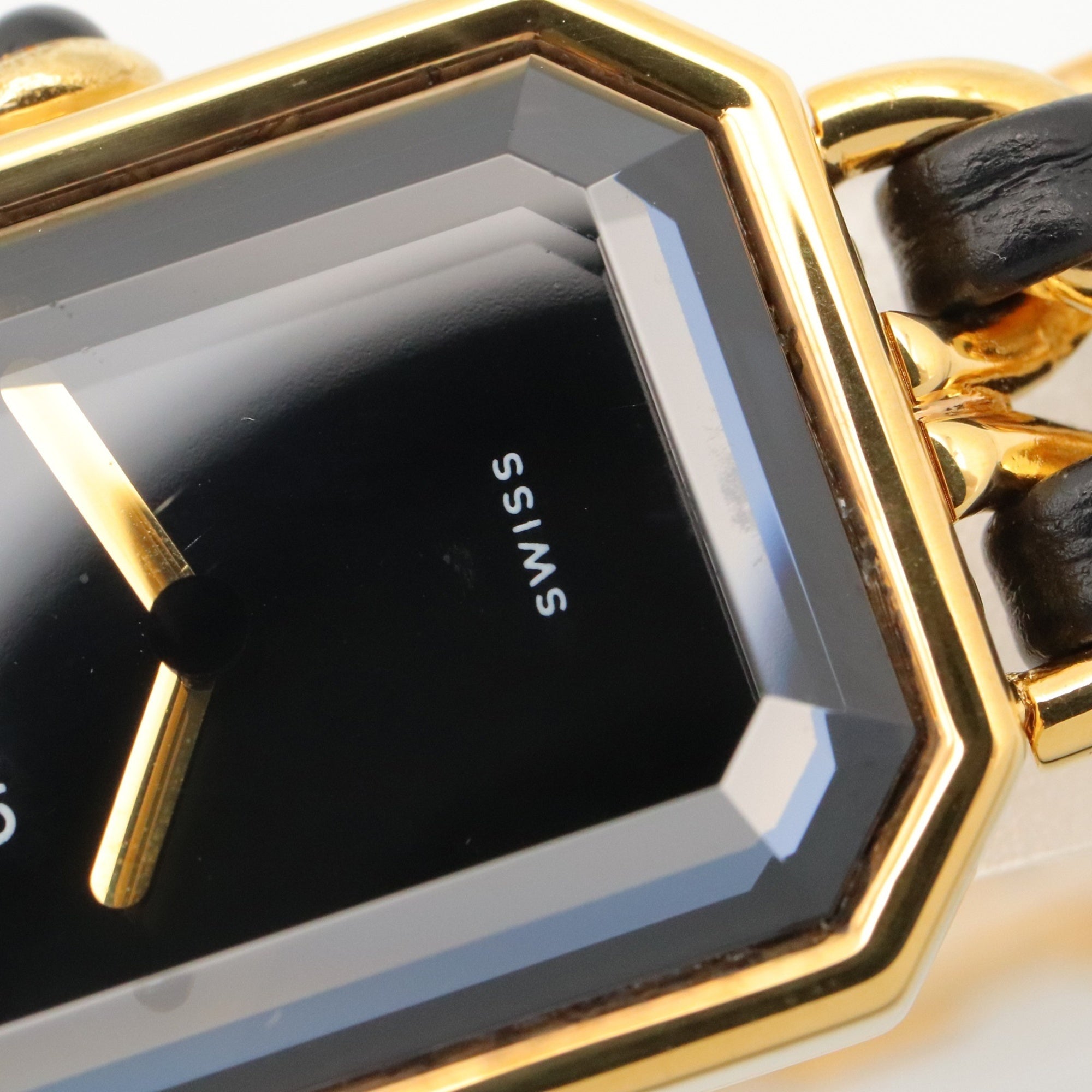Chanel CHANEL Première S Watch, Gold Plated (GP), Leather Strap, Women's, Black, H0001 — Very Good