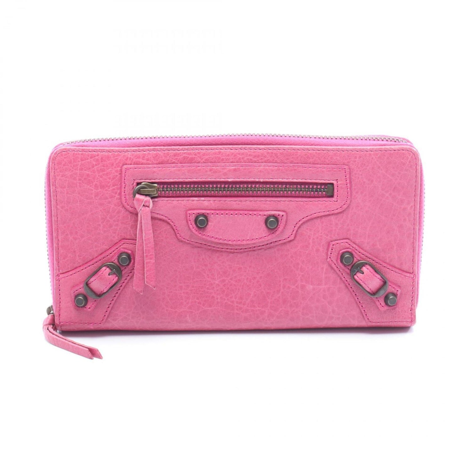 Balenciaga Classic Continental Round Long Wallet, Leather, Women's, Pink, 253036