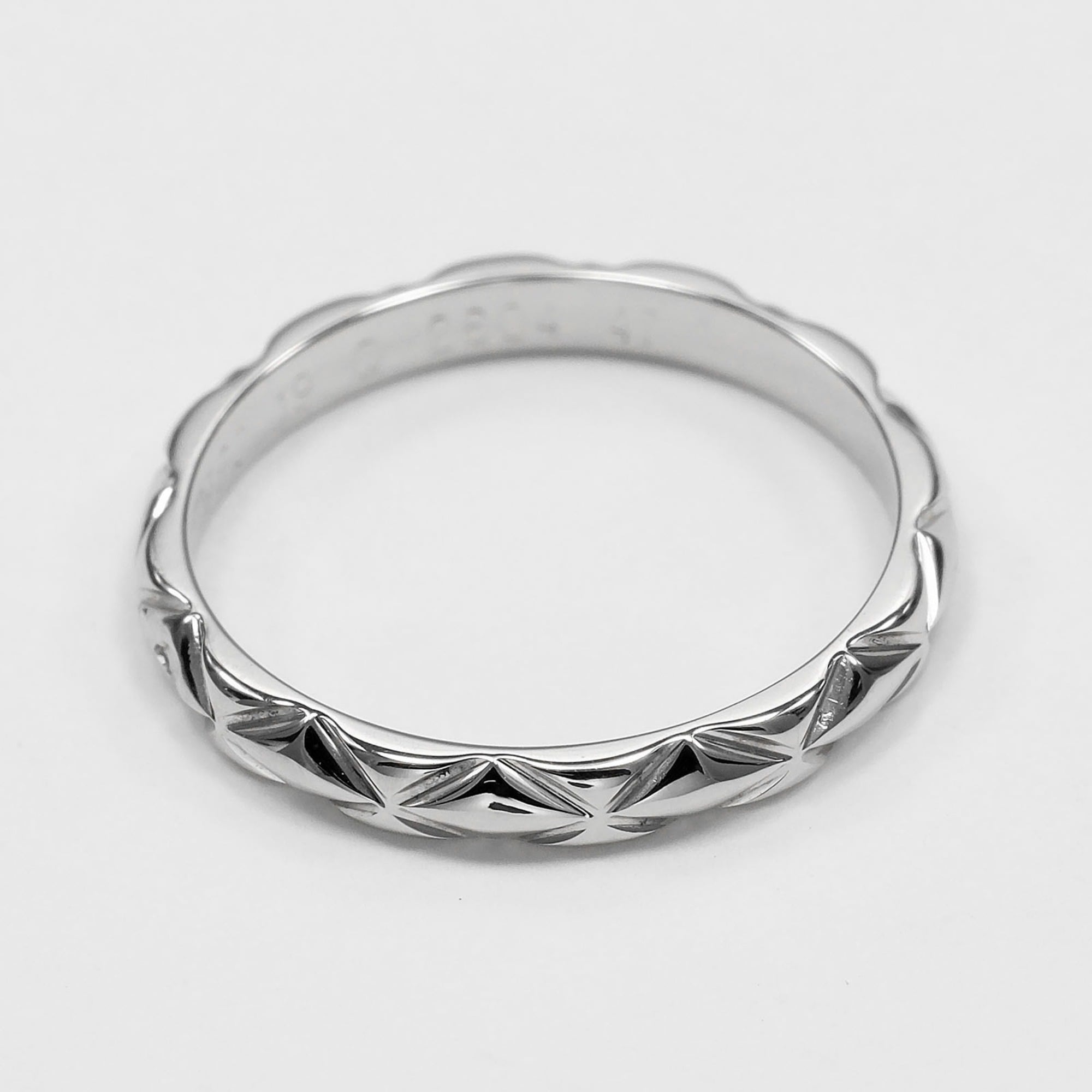 Chanel Matelassé Small Ring, Size 6.5, Platinum 950, Approx. 2.4g — Like New