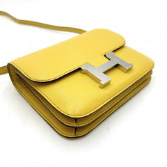 Hermes Constance 3 Mini Shoulder Bag for Women, Bag, Crossbody Leather, HERMES B Stamp, Chevre Yellow Silver Hardware, 2023 Model — Like New