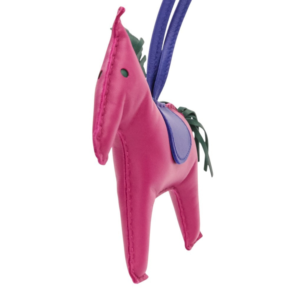 HERMES Rodeo GM Leather Accessory Bag Charm, Agneau Milo Purple, Women's — Like New
