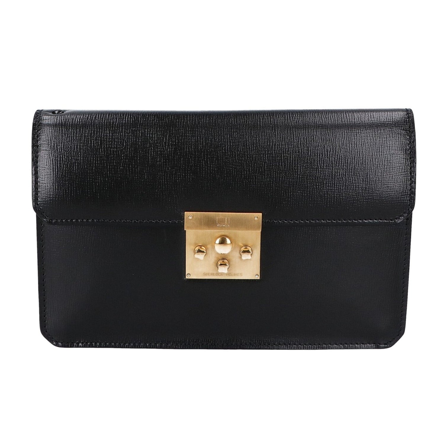 Valextra Sherlock Holmes Key Second Bag, Clutch Black Gold, Men's