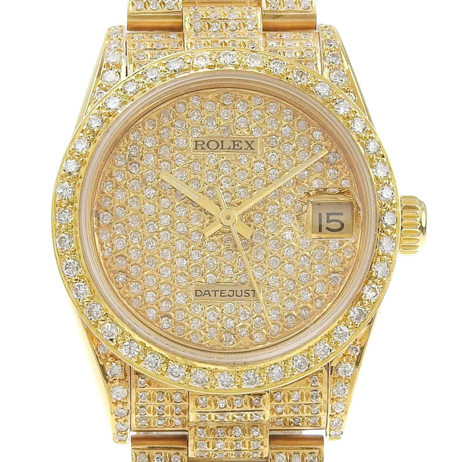 Like New Rolex Datejust 68278 L-serial, circa 1989-1990, Gold Dial, 18K Yellow Gold, Aftermarket Diamonds, 100.0g, 2023/10
