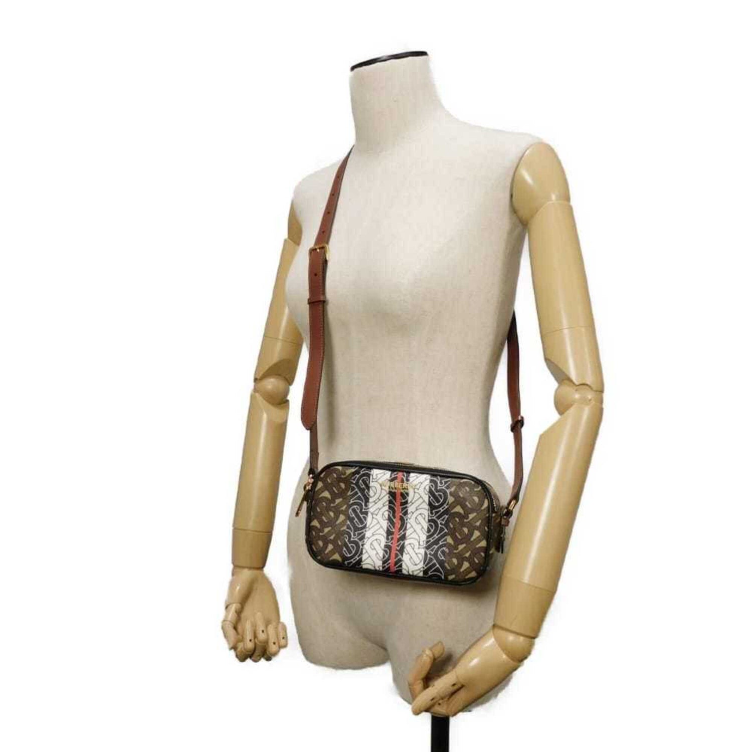 Burberry TB Monogram Mini Camera Bag, Brown Multicolor, 2-Way Belt E-Canvas, 8032774, Men's & Women's