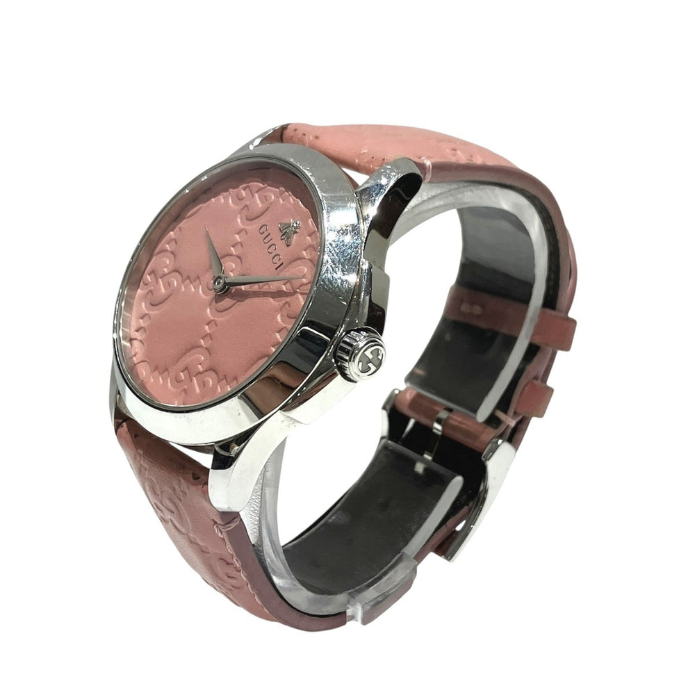 Gucci GUCCI G-Timeless Watch Bee Total weight 55.9g Stainless steel Genuine leather Quartz Pink dial 126.4 — Good