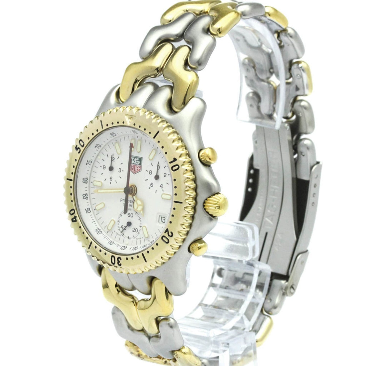 TAG HEUER Sel Chronograph Gold Plated Steel Mens Watch S35.006 Polished