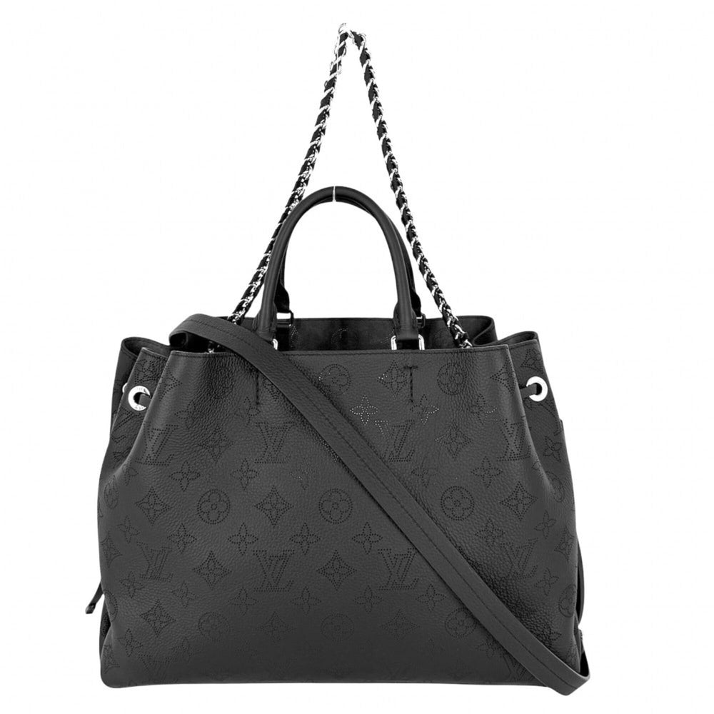 Louis Vuitton Women's Monogram Mahina Bella Tote Handbag Shoulder Bag Crossbody Black LOUIS VUITTON M59200 Noir Silver Hardware — Like New