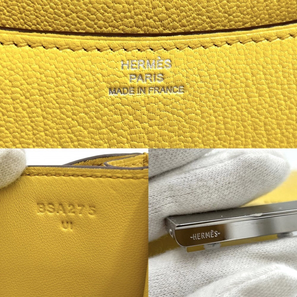Hermes Constance 3 Mini Shoulder Bag for Women, Bag, Crossbody Leather, HERMES B Stamp, Chevre Yellow Silver Hardware, 2023 Model — Like New