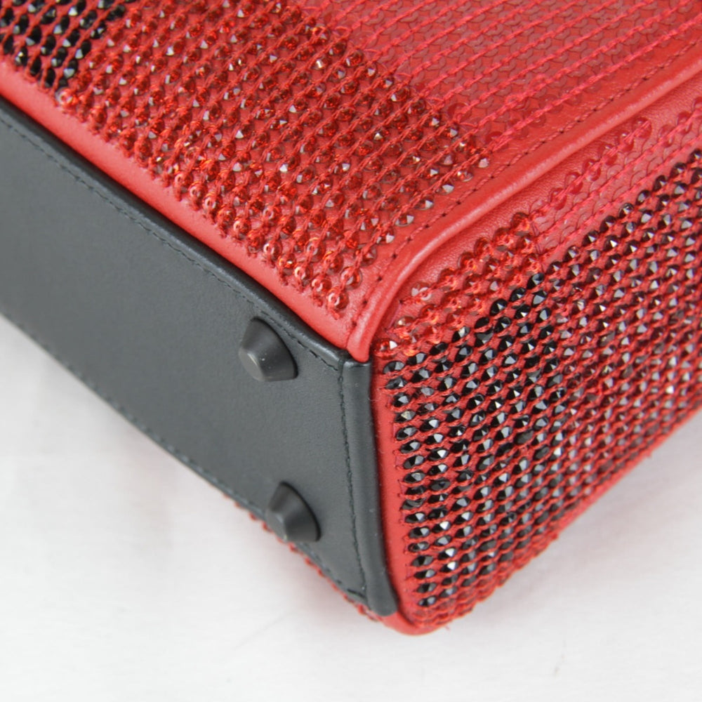 Christian Dior shoulder bag, leather/rhinestone, red, women's — Like New