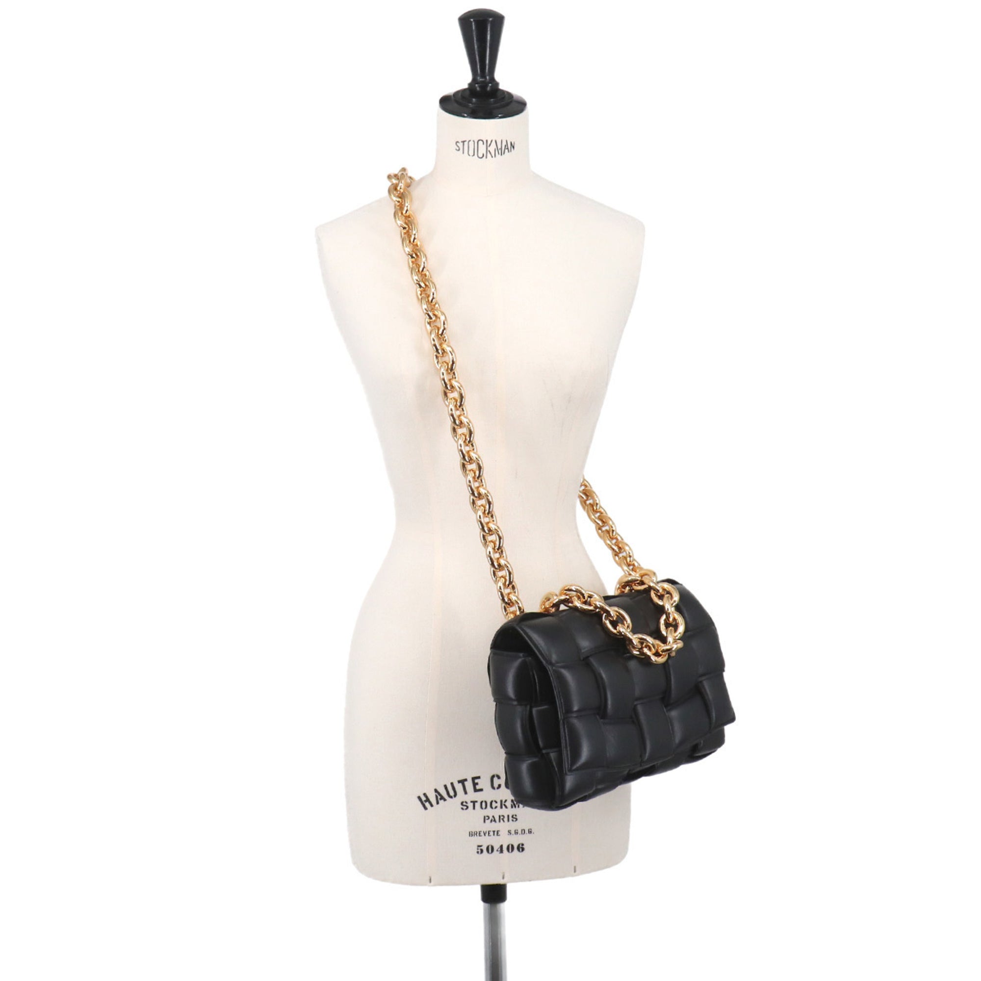 Bottega Veneta Intrecciato Chain Cassette 2-way Hand/Shoulder Handbag Leather Black 631421 — New - Store Return