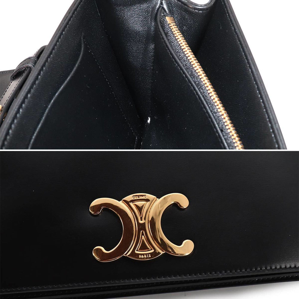 Celine Triomphe Trapeze 2-way Shoulder Clutch Handbag, Leather, Black, 199283BF4, Gold Hardware, Bag — New - Store Return