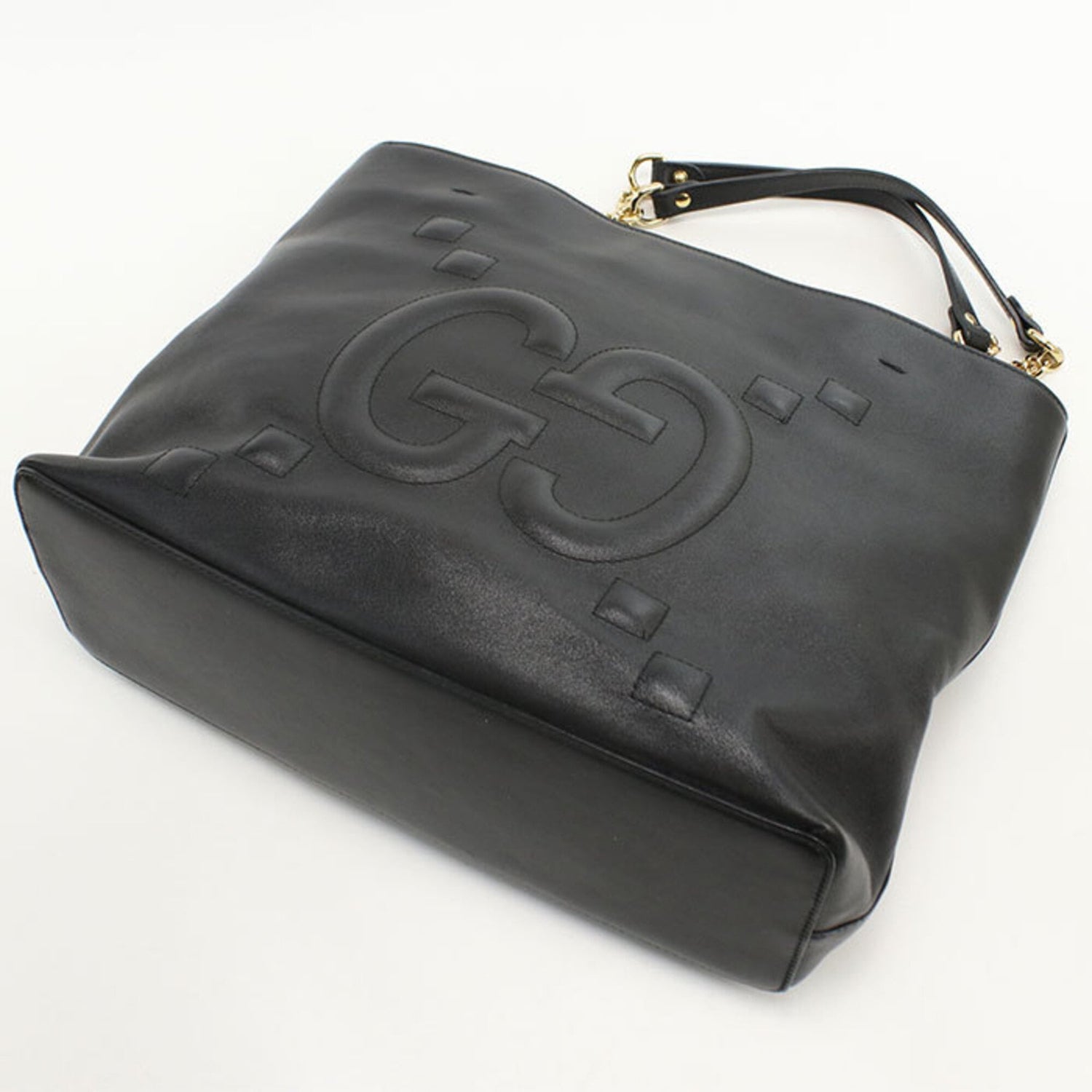 GUCCI Tote Bag 453561 Chain GG Embossed Women's Black