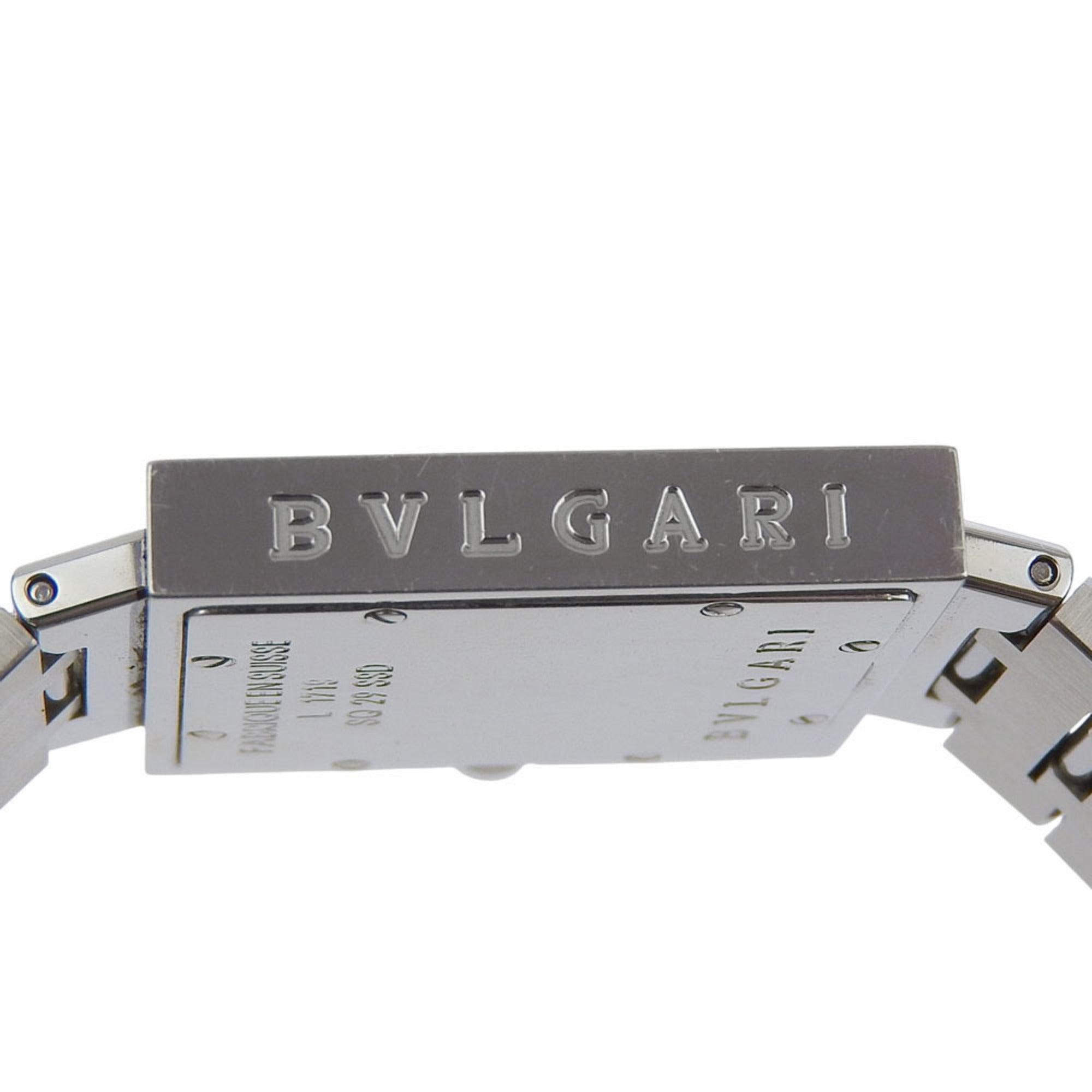 BVLGARI Quadrado Watch SQ29SSD Stainless Steel Quartz Analog Display Black Dial Unisex — Good