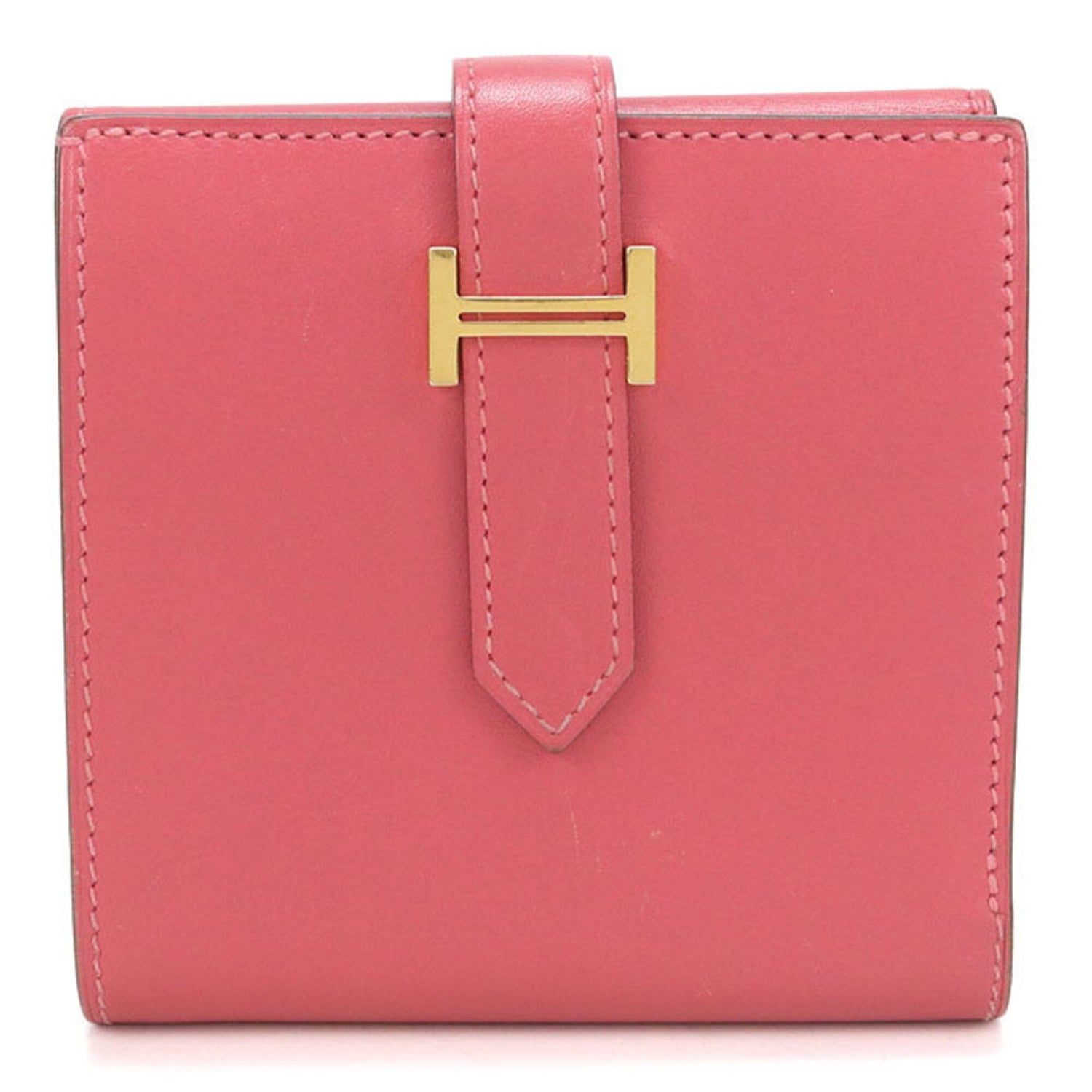 HERMES Bearn Recto Verso Bi-fold Wallet, □R stamp, Women's, Pink