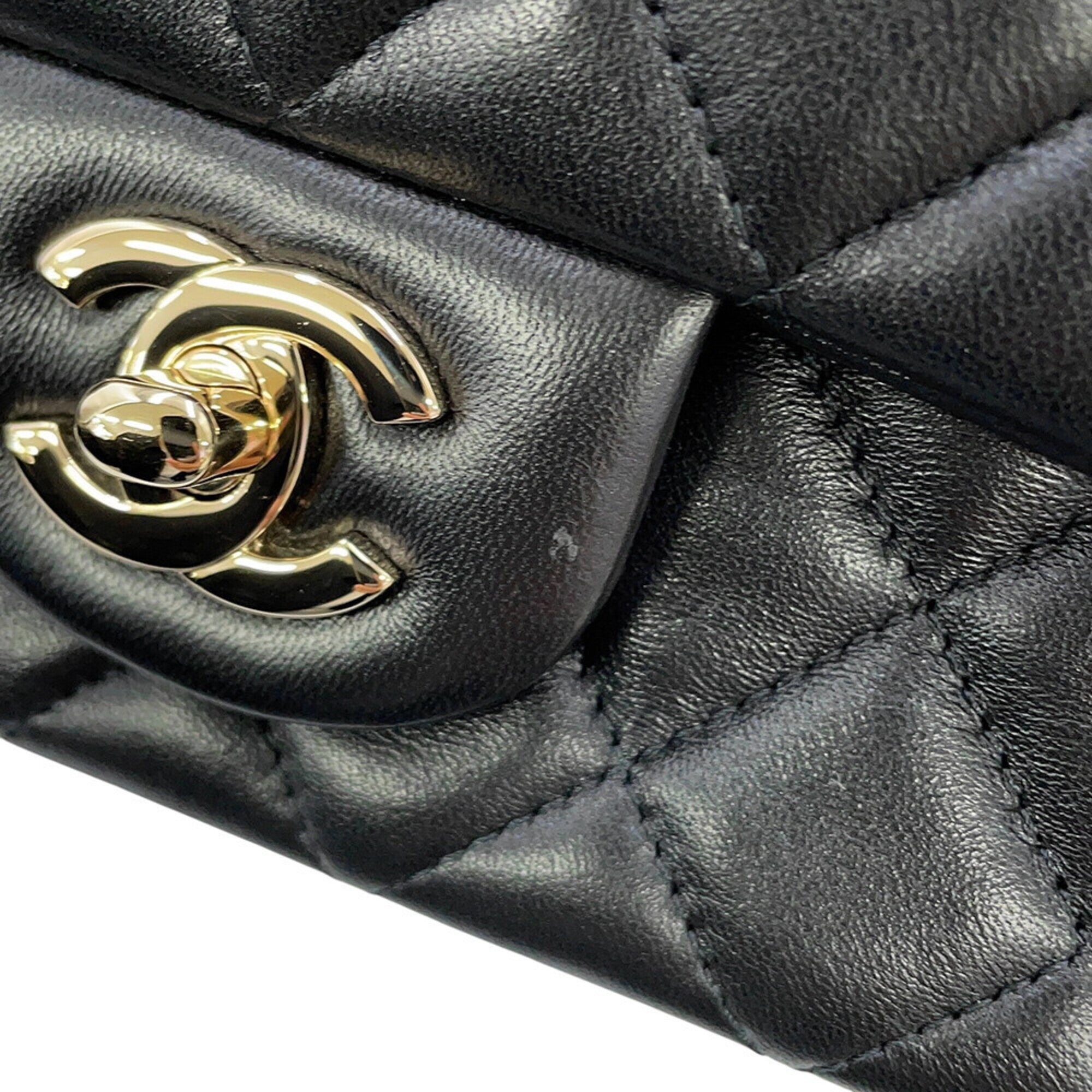 Chanel Chain Shoulder Bag Matelassé Coco Mark Lambskin A69900 CHANEL Black Handbag Women's — Like New