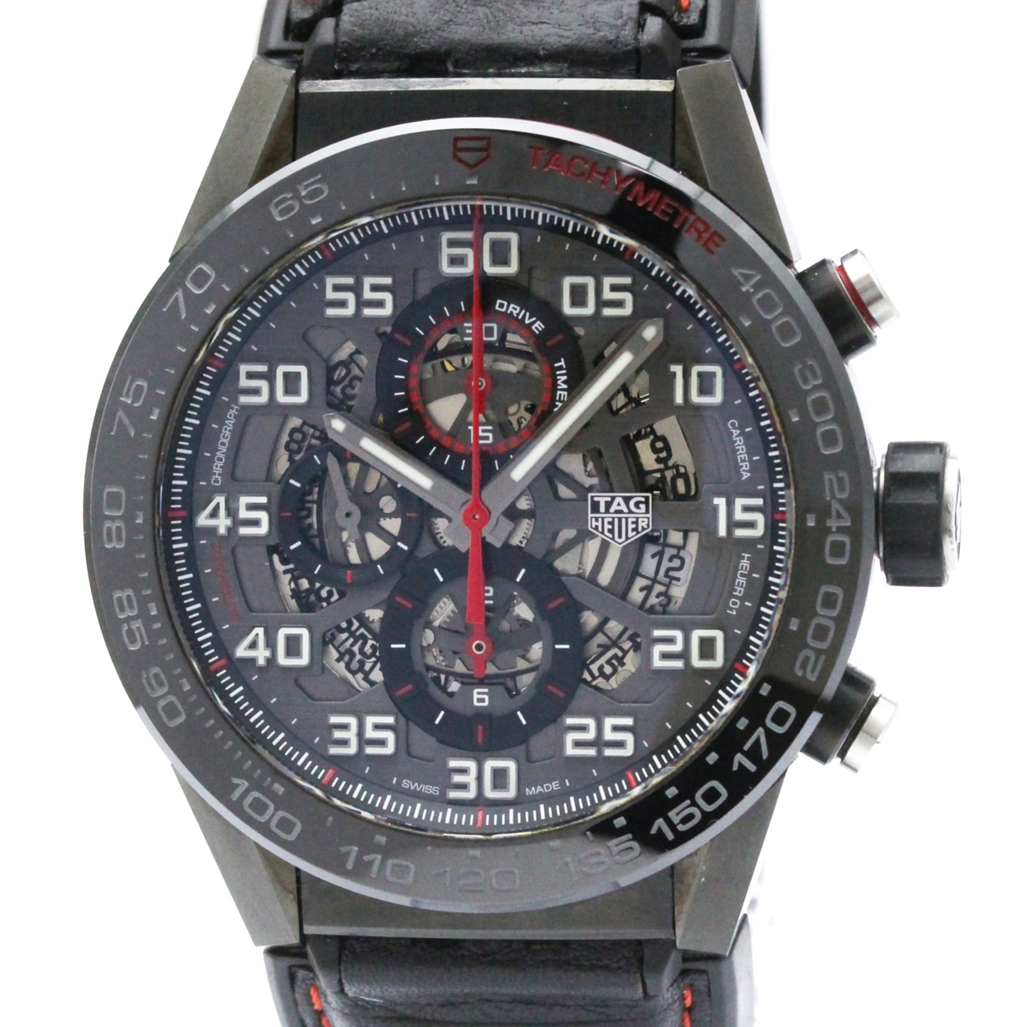 TAG HEUER Carrera Heuer 01 Chronograph Ceramic Steel Mens Watch CAR2A1H — Very Good