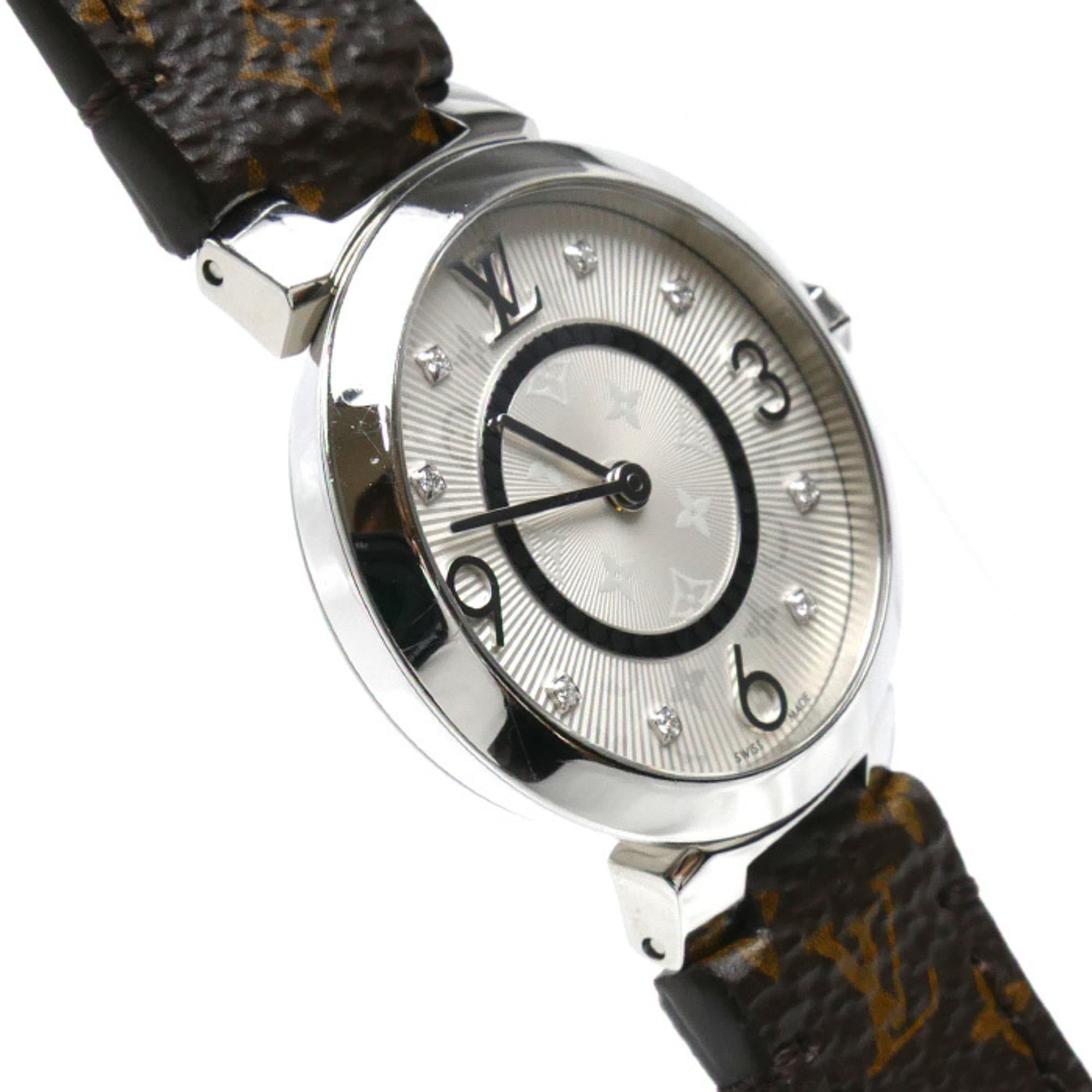 LOUIS VUITTON Tambour Slim 8PD Watch, Battery Operated, Q12MG, Women's — Very Good