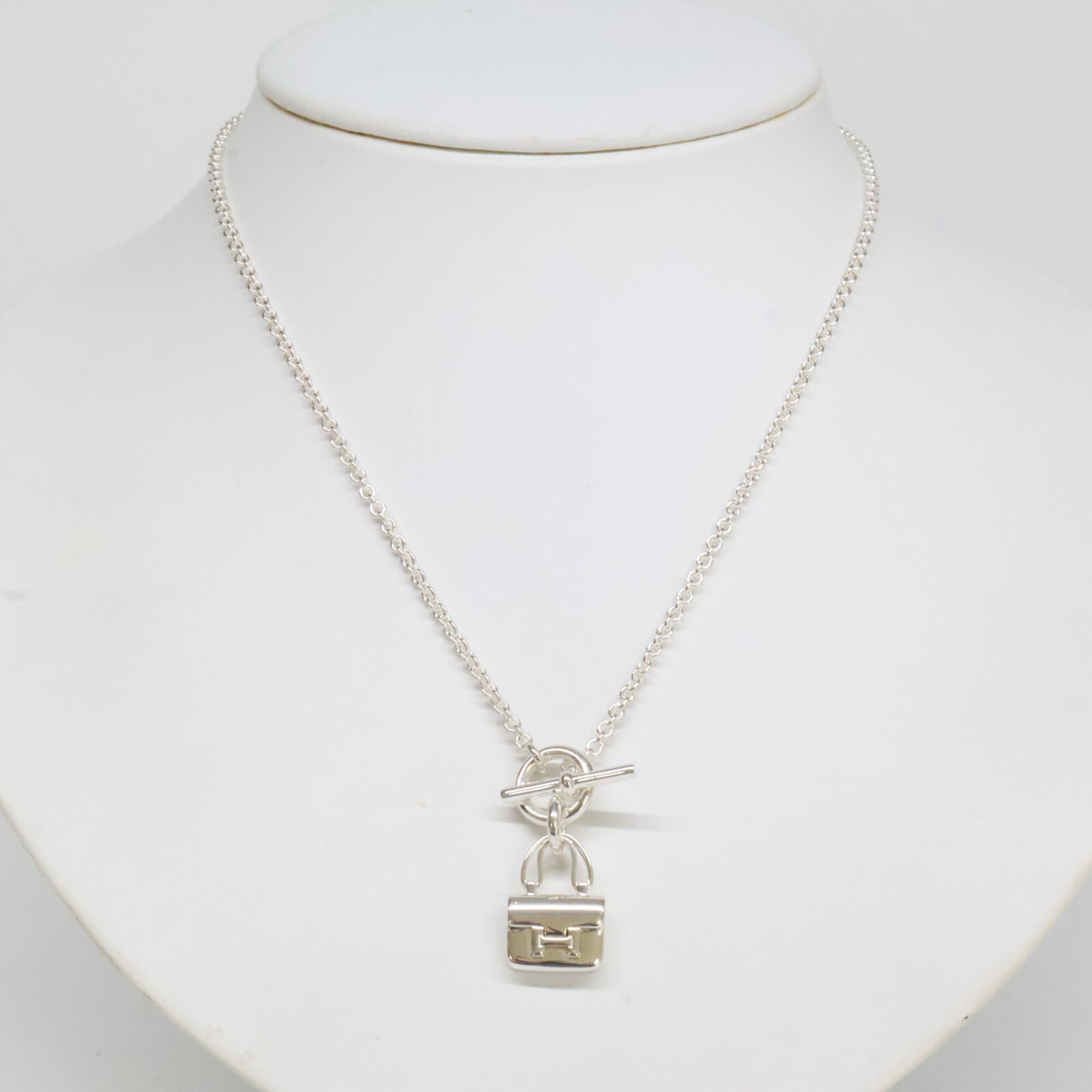 HERMES (Hermes) Newly polished, 2023 model, Ag925 Amulette Constance necklace, silver, women's — Like New