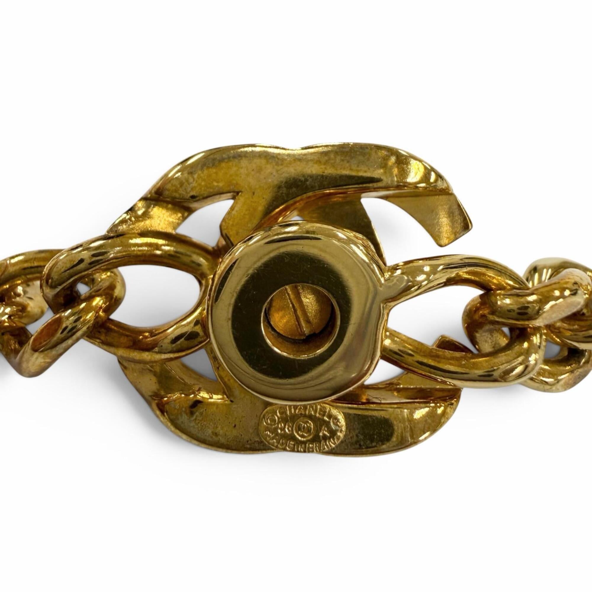 CHANEL Vintage 96A Coco Mark Turnlock Necklace, Gold, Made in France, Women's, with Box — Like New