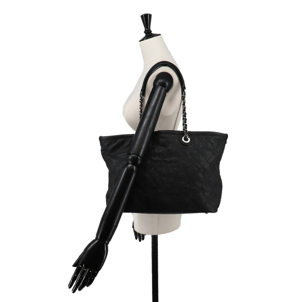 Chanel Matelasse Chain Tote Handbag, Caviar Leather, Black, A92754, Silver Hardware — Like New
