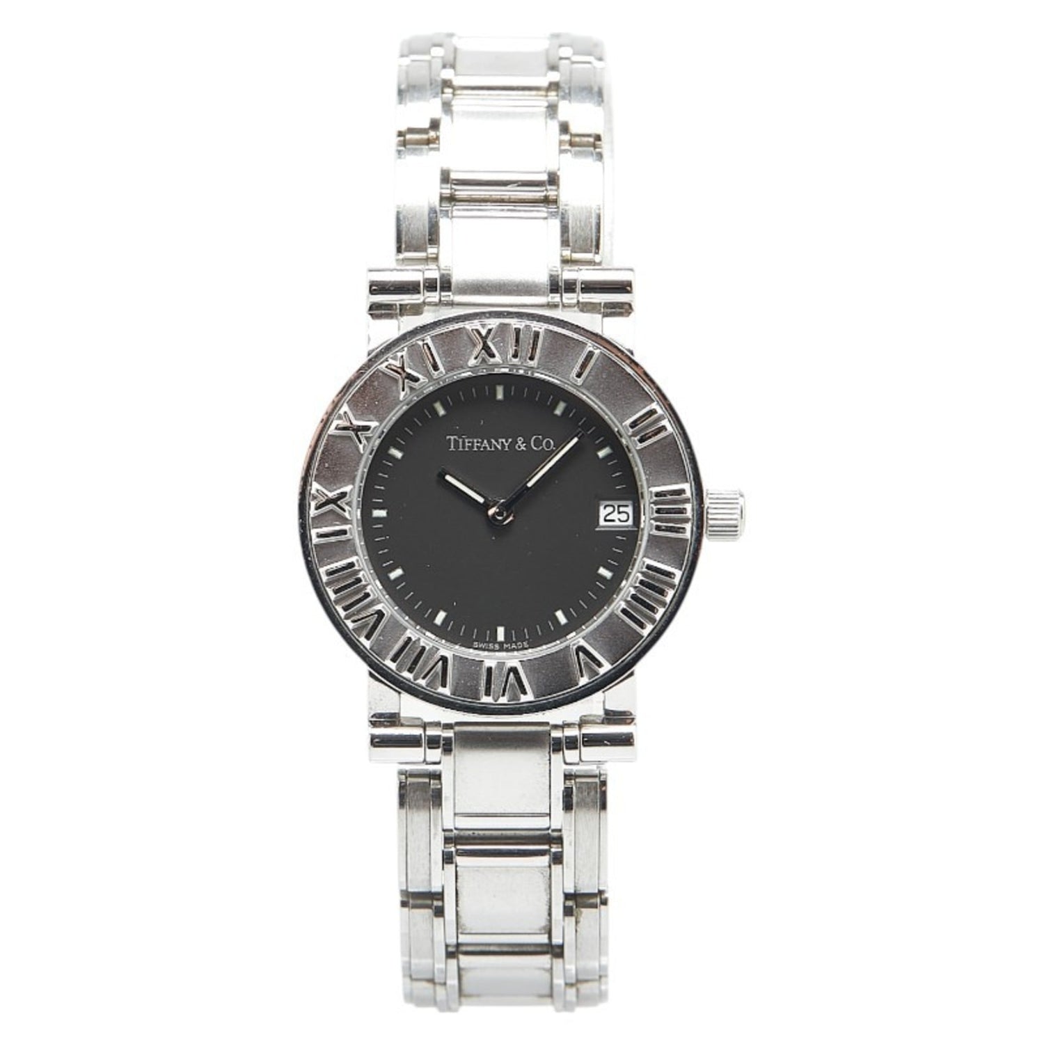 Tiffany Atlas Watch, Quartz, Black Dial, Stainless Steel, Women's, TIFFANY&Co.