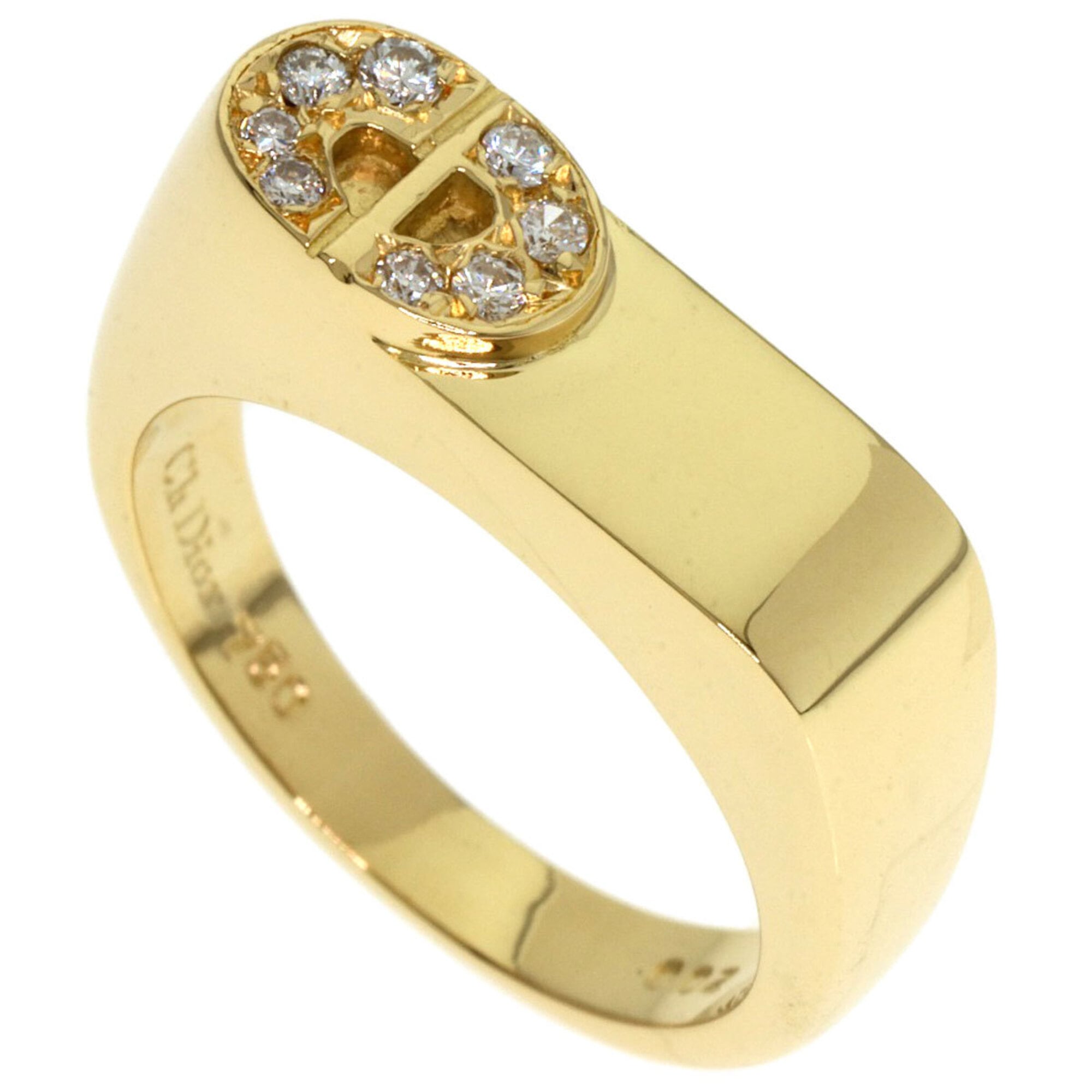 Christian Dior Dior CD Logo Diamond Ring, 18K Yellow Gold, Women's — Like New