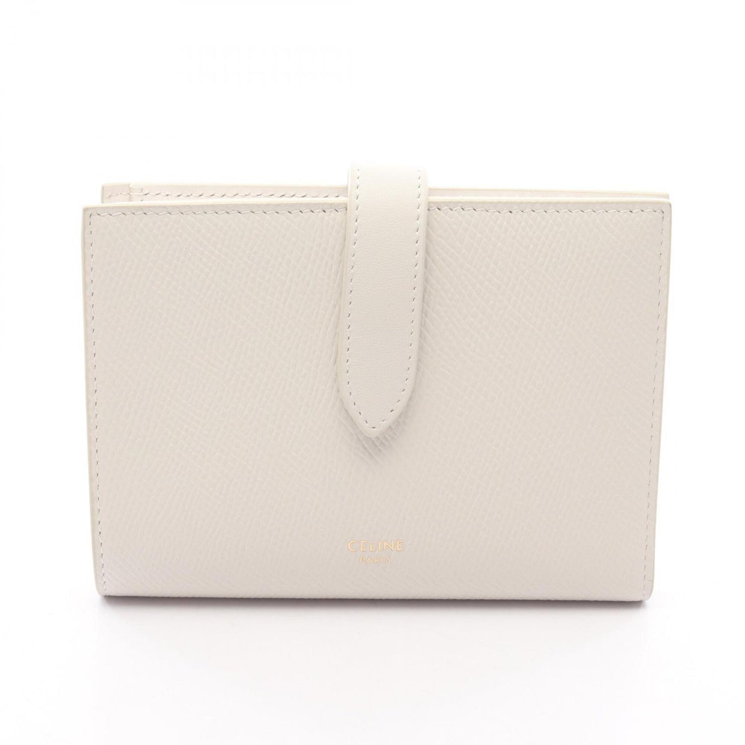 Celine Medium Strap Wallet, Bi-fold Leather, Women's, White, 10B64 3BFP