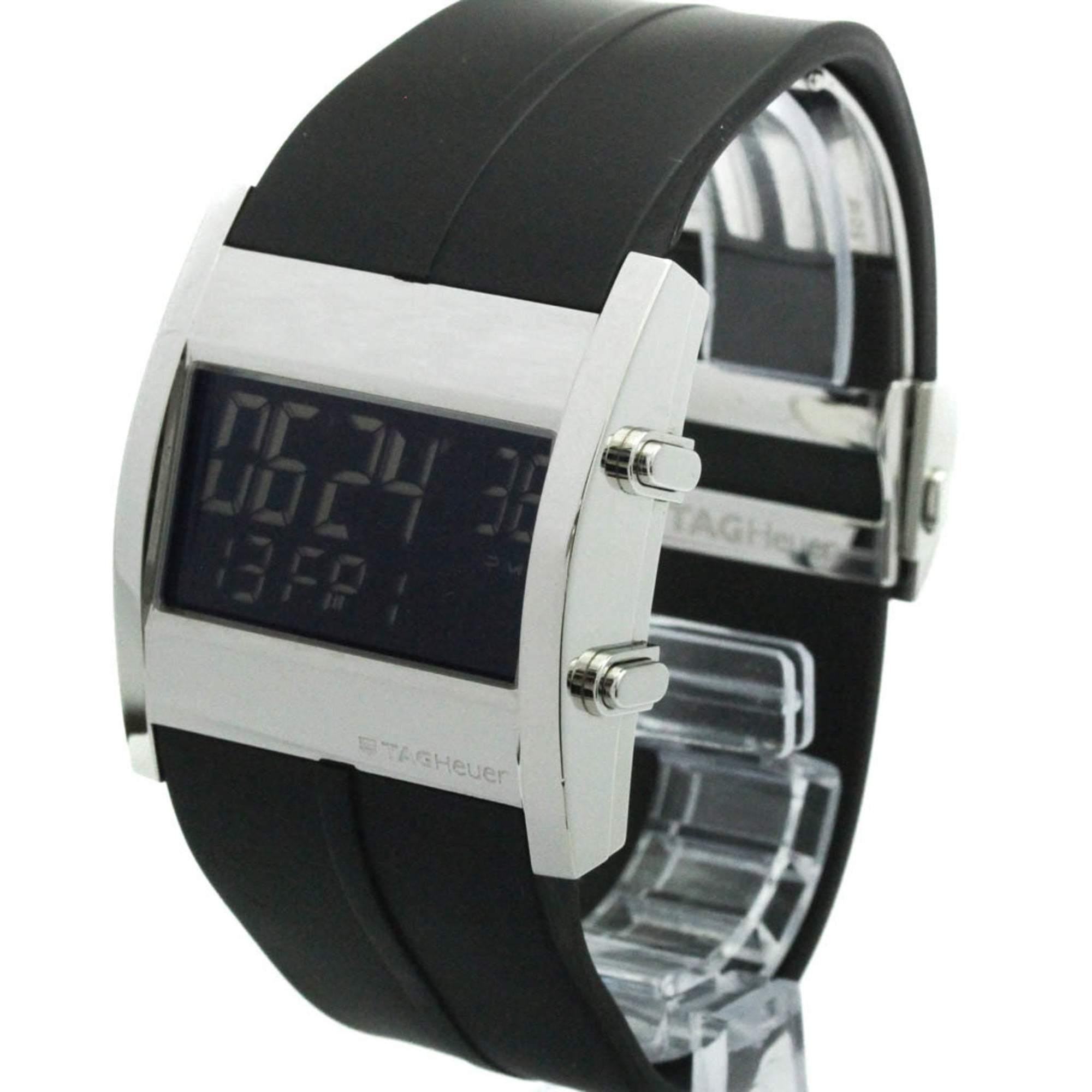 TAG HEUER Microtimer Steel Rubber Quartz Mens Watch CS111C Polished — Very Good