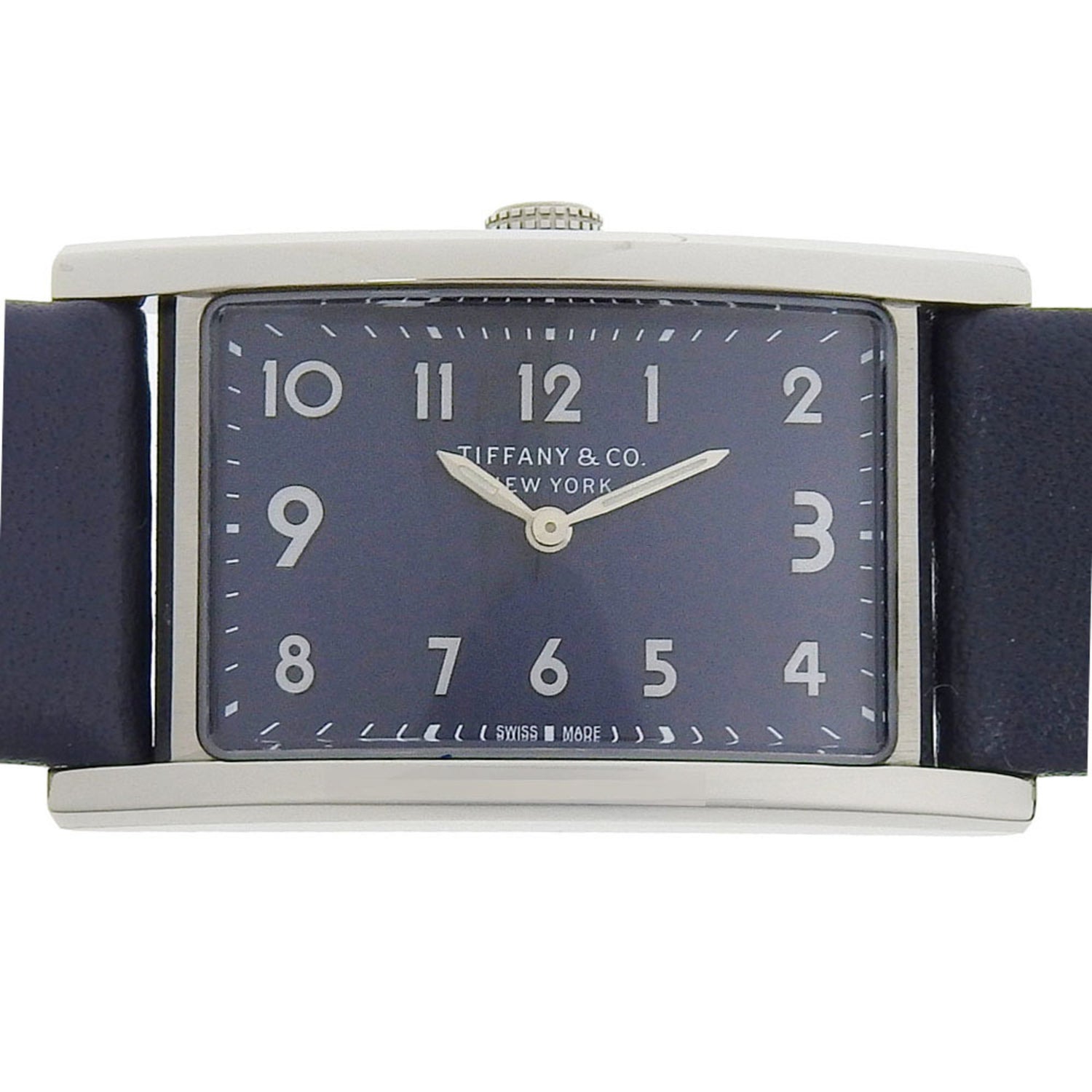 Tiffany & Co. East West Watch Stainless Steel x Embossed Leather Quartz Analog Display Grey Dial Women's