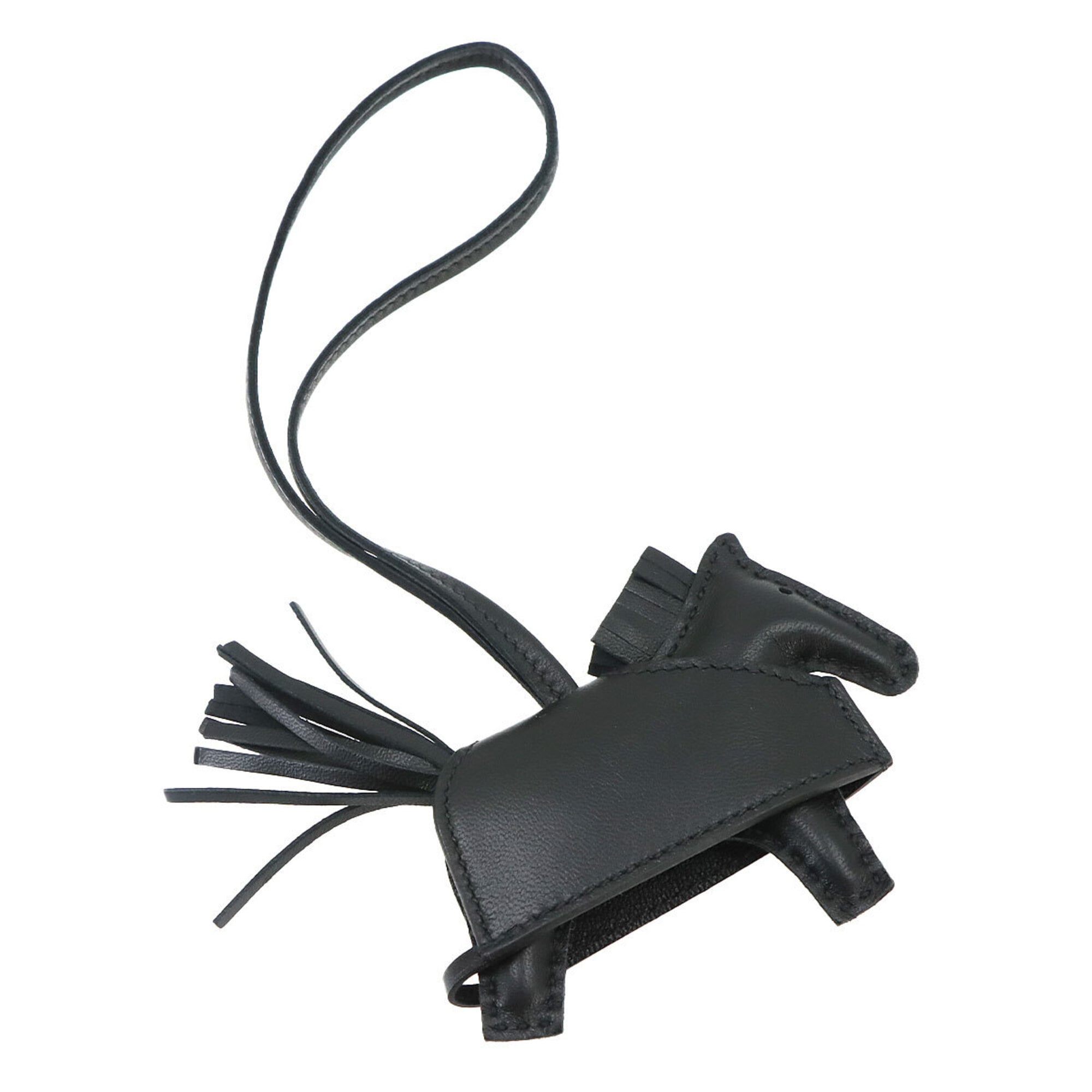 Hermes Rodeo Robeo Rock PM accessory bag charm, Agneau Milo Swift leather, black with gold studs, K stamp — New - Store Return