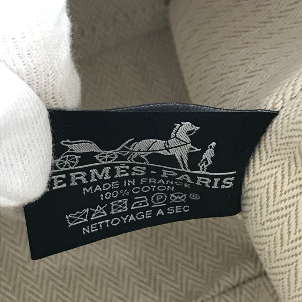 HERMES Brid a Black GM Bag, Pouch, Vanity Bag with H Logo, Cotton Handbag, Men's/Women's, Beige — Like New