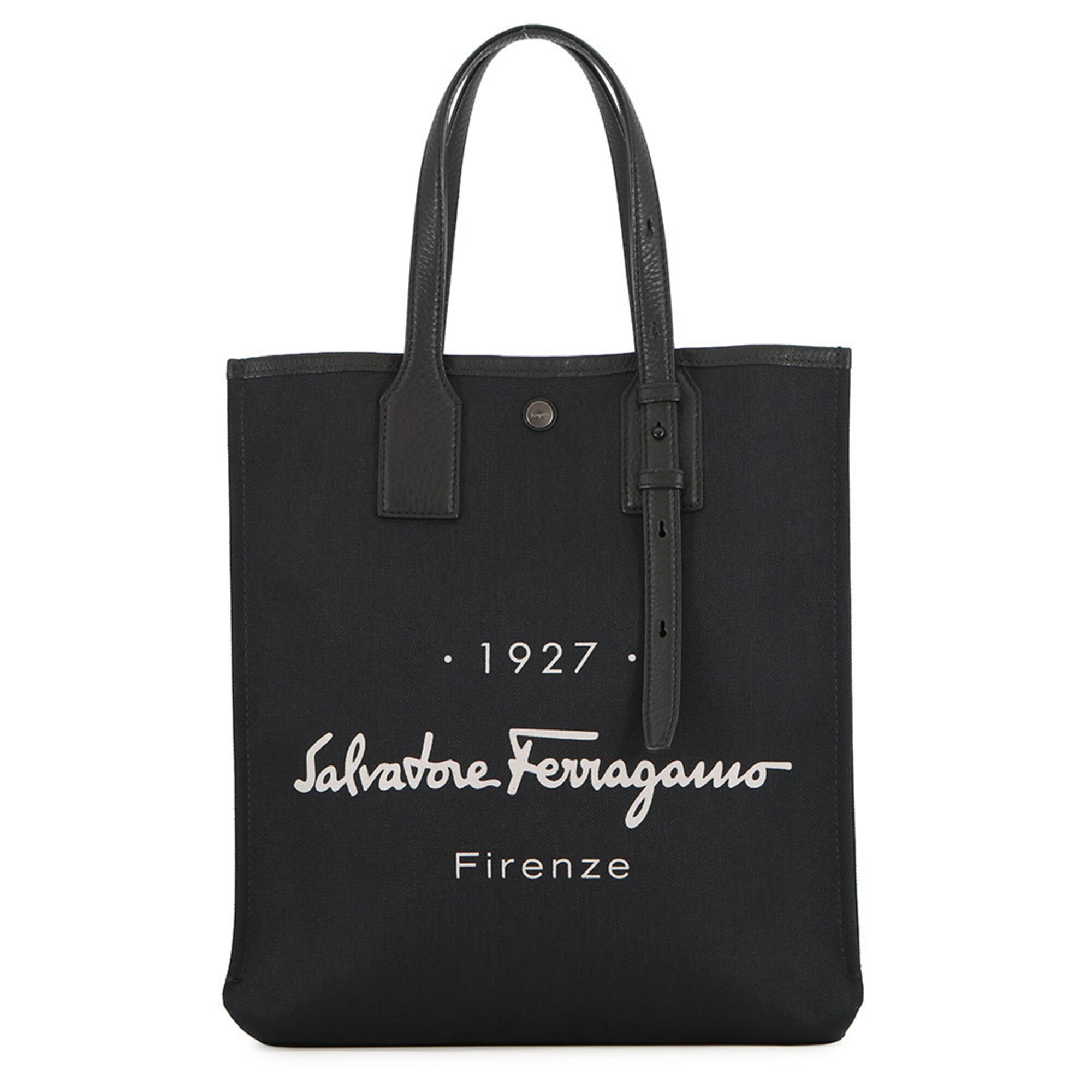 Salvatore Ferragamo Tote Bag, Canvas and Leather, 240797, Black, Handbag, Women's — Like New