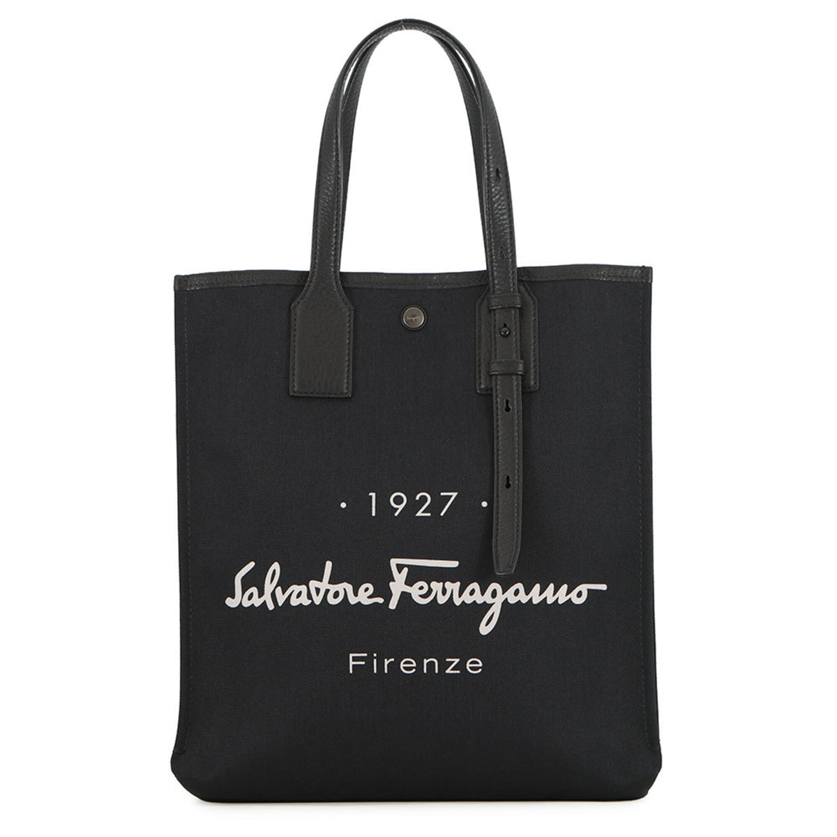 Salvatore Ferragamo Tote Bag, Canvas and Leather, 240797, Black, Handbag, Women's — Like New