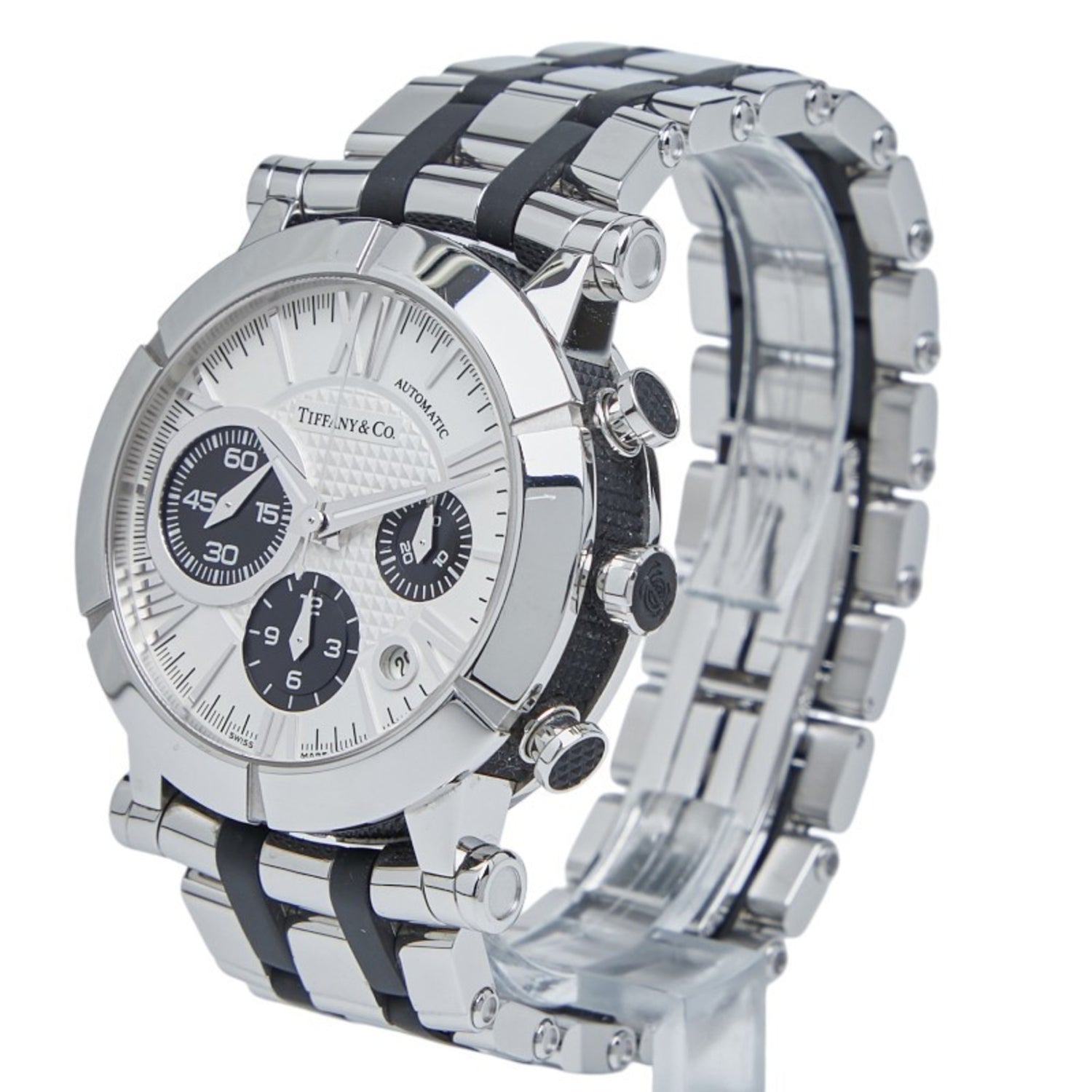 Tiffany & Co. Atlas Automatic Watch, Silver Dial, Stainless Steel, Rubber, Men's