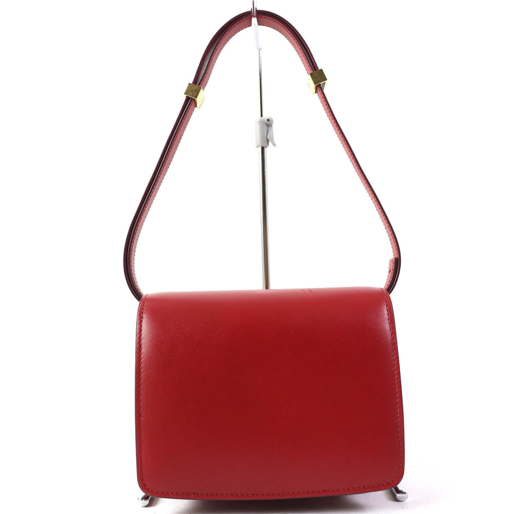 CELINE CLASSIC BOX Small (189183DLS) Classic Box Leather Shoulder Bag in Red with Gold Hardware and Dust Bag, Made Italy — Like New