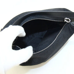 Salvatore Ferragamo Ferragamo Gancini 22 3690 Black Nylon Leather Handbag Pouch for Women Salvatore — Like New