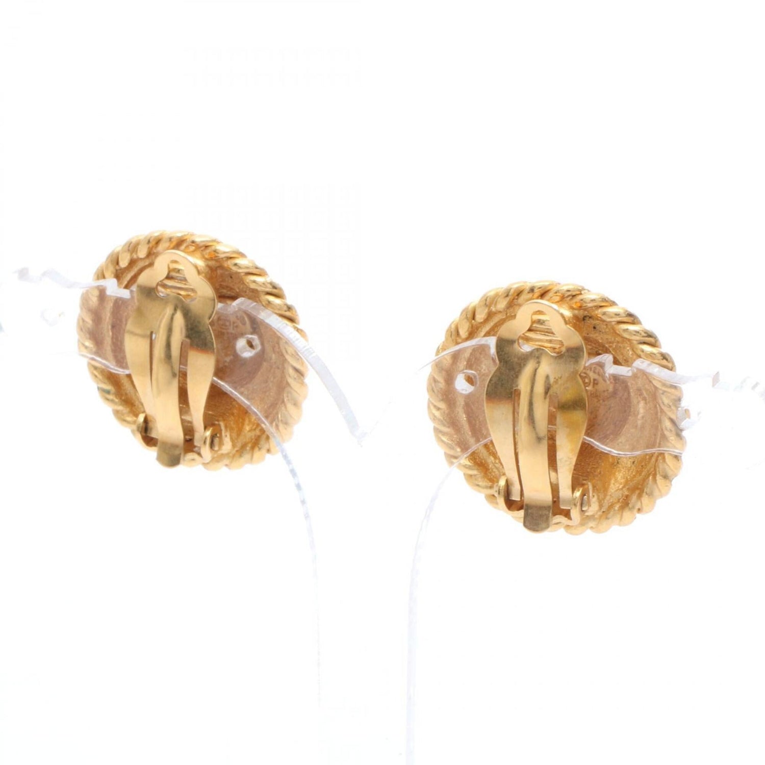 Chanel Circle Logo Earrings, Gold Plated (GP), Women's, Tone