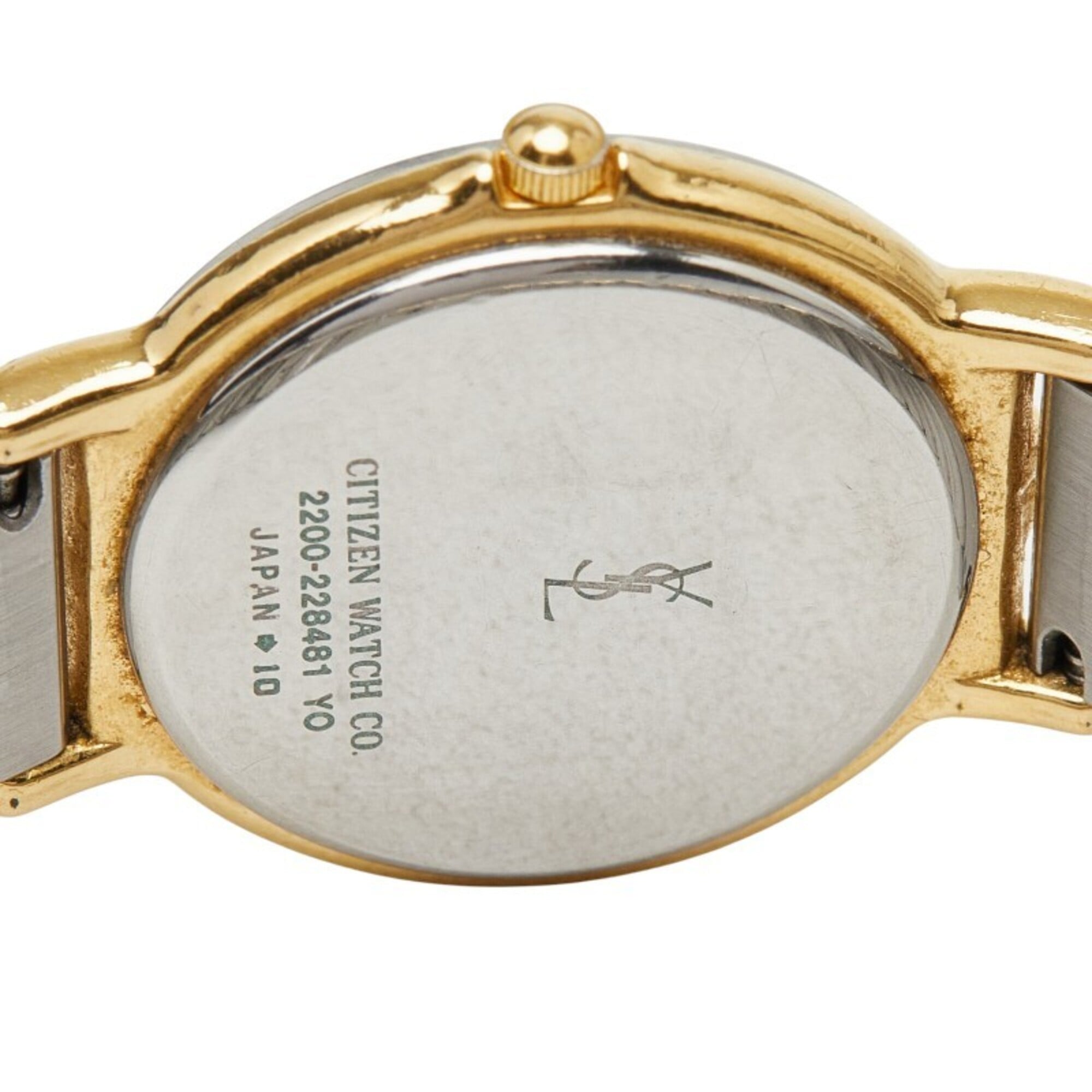 Saint Laurent x Citizen watch, model 2200-228481, Japanese quartz movement, gold dial, stainless steel, ladies' watch — Good