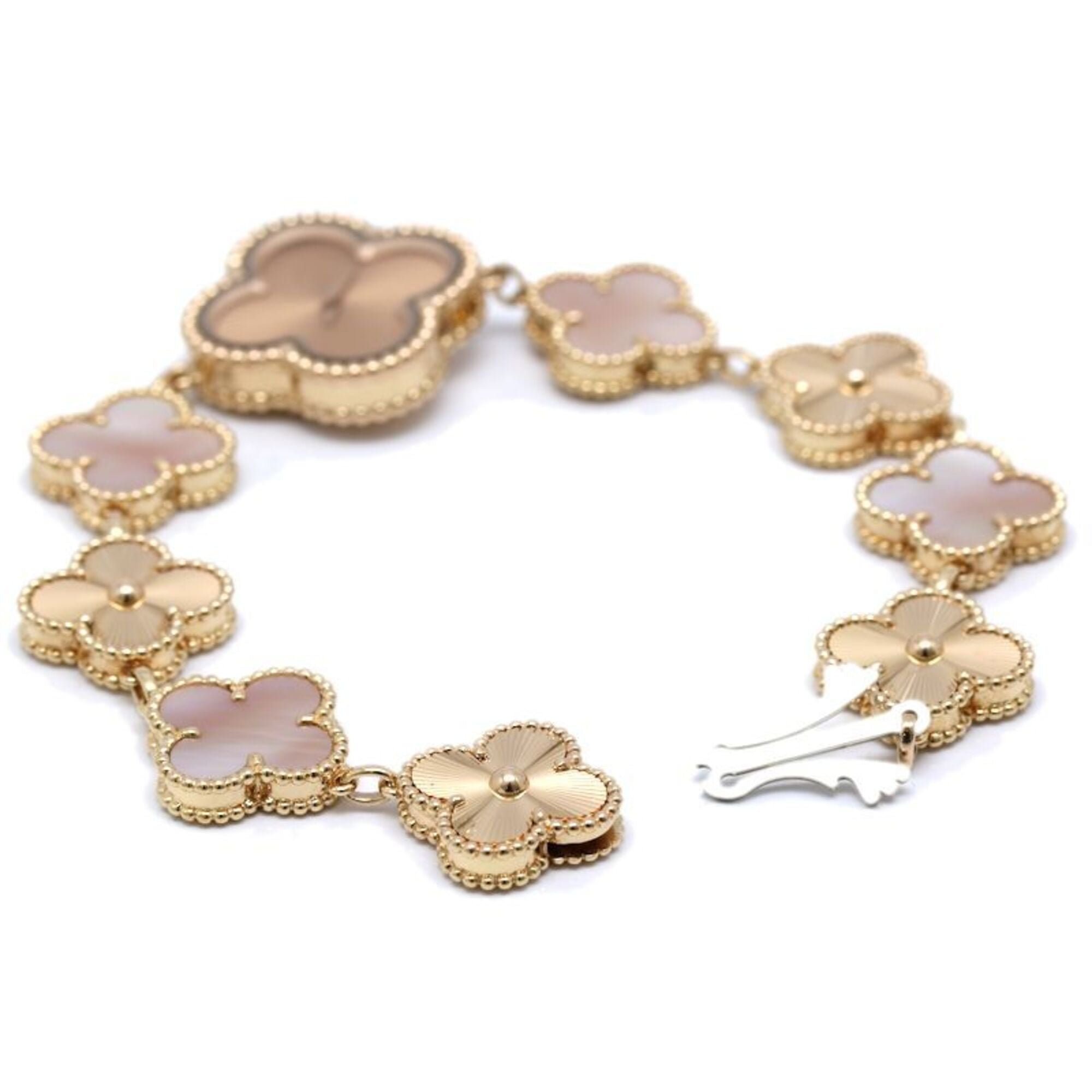 Van Cleef & Arpels Sweet Alhambra Guilloche VCARO90100 2386240 Women's Watch 18K Rose Gold 40437 — Very Good