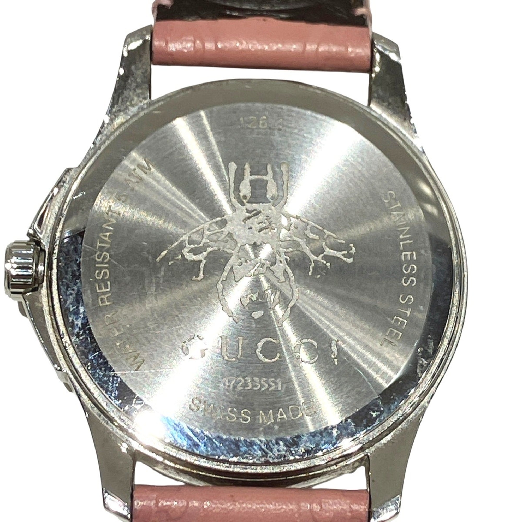 Gucci GUCCI G-Timeless Watch Bee Total weight 55.9g Stainless steel Genuine leather Quartz Pink dial 126.4 — Good