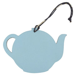 HERMES Petit H Teapot Leather Bag Charm, Light Blue & Black Bicolor, Women's — Like New