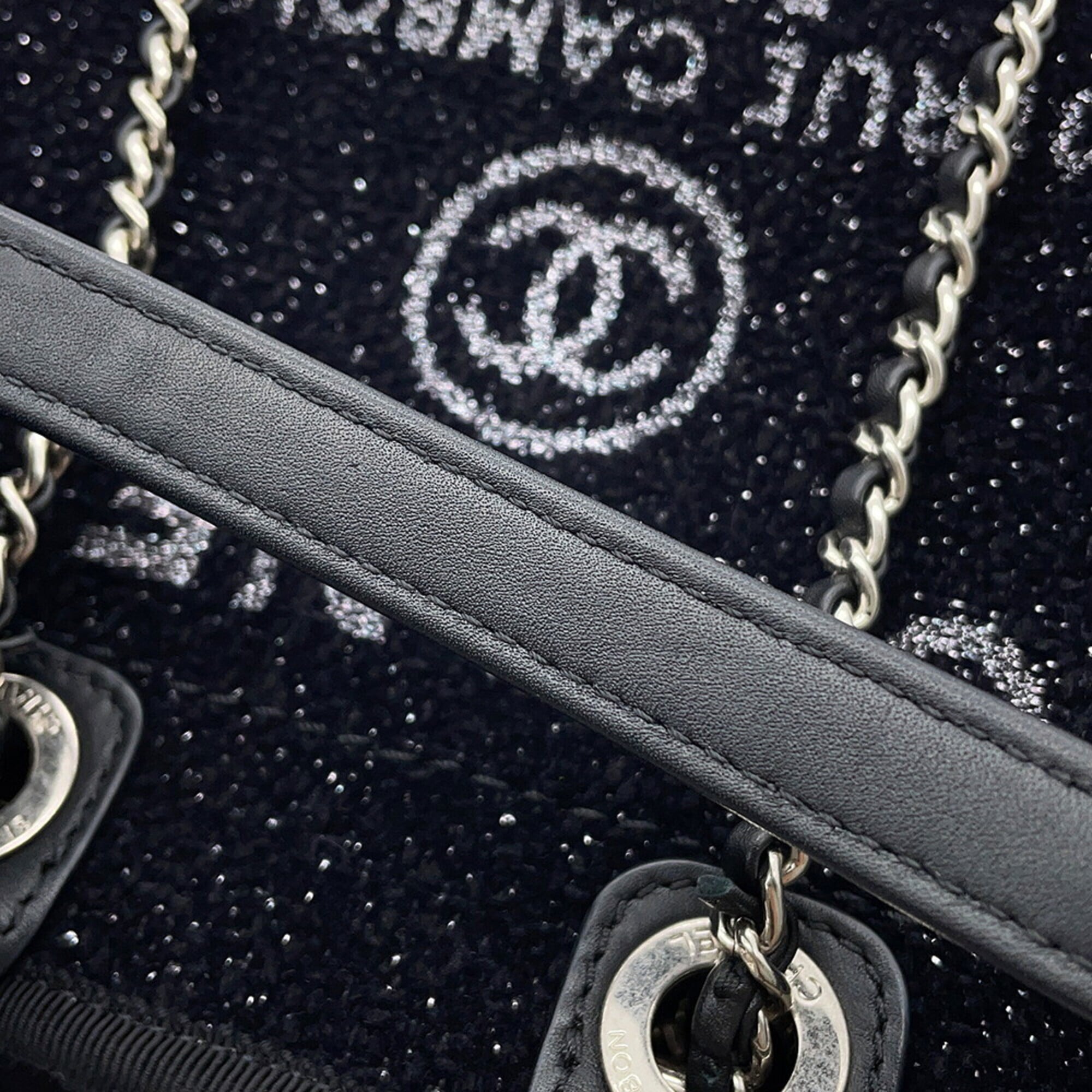 Chanel Deauville Tote Bag, Canvas Leather, CHANEL Handbag, 2-way Shoulder Black, Handbag for Women — Like New