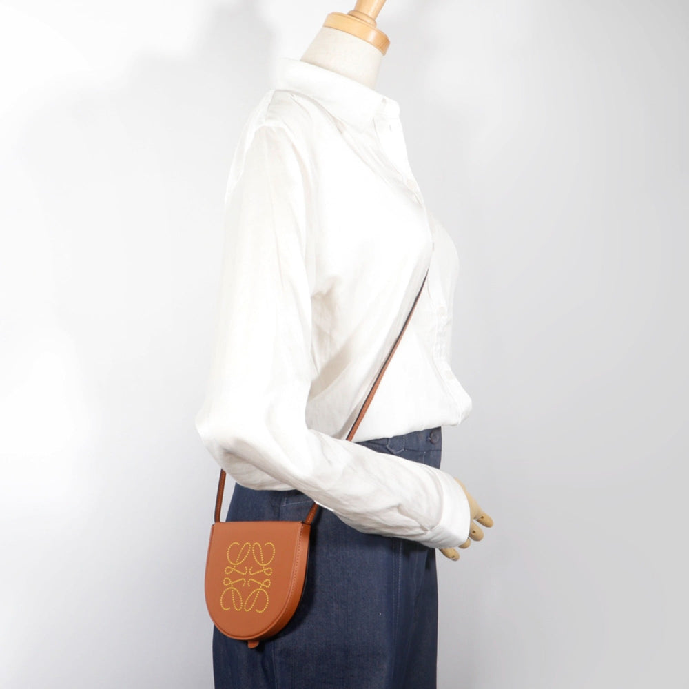 Loewe Heel Pouch Mini Shoulder Bag, Anagram Pattern, 102027, Leather, Brown, Women's — Like New