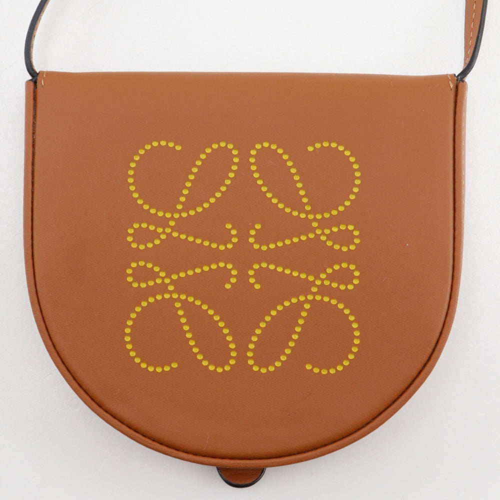 Loewe Heel Pouch Mini Shoulder Bag, Anagram Pattern, 102027, Leather, Brown, Women's — Like New